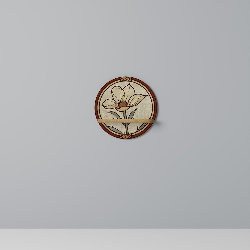 TIMELESS FLORA Round Art Shelf In Oak Effect
