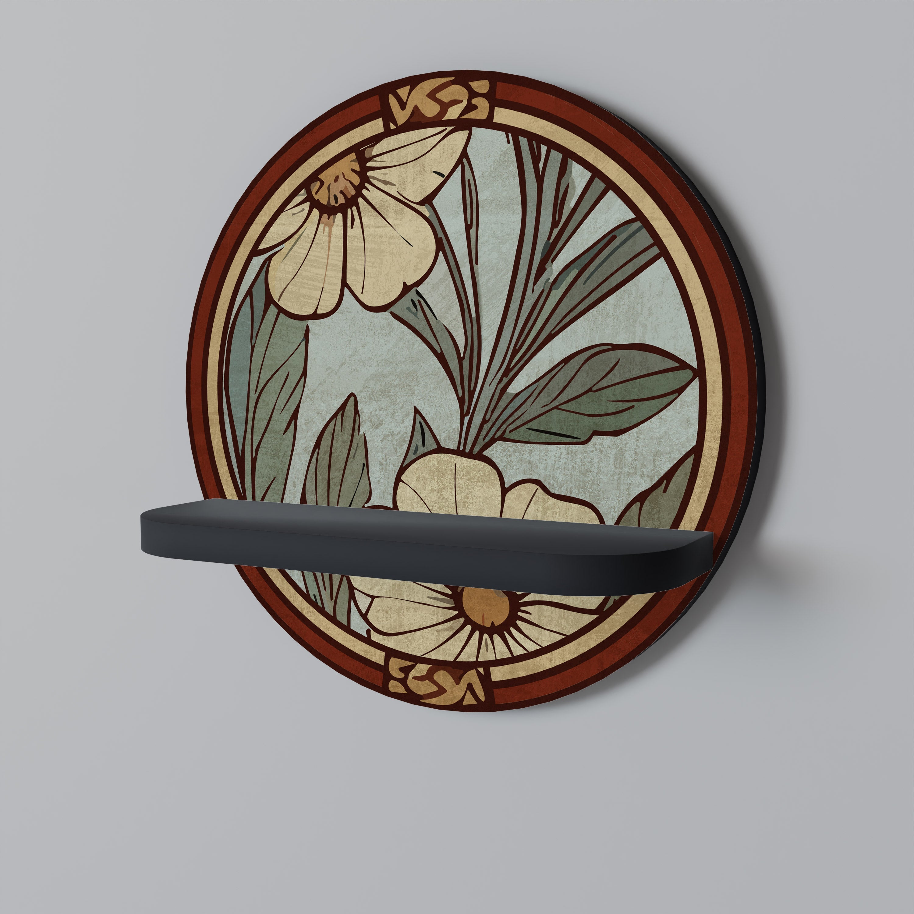 Στρογγυλό ράφι τέχνης HERITAGE BLOSSOM σε μαύρο φινίρισμα