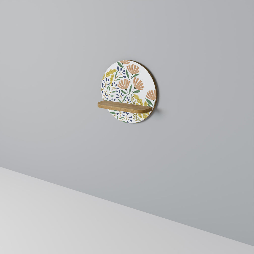 HELLO SPRING Round Art Shelf In Oak Effect