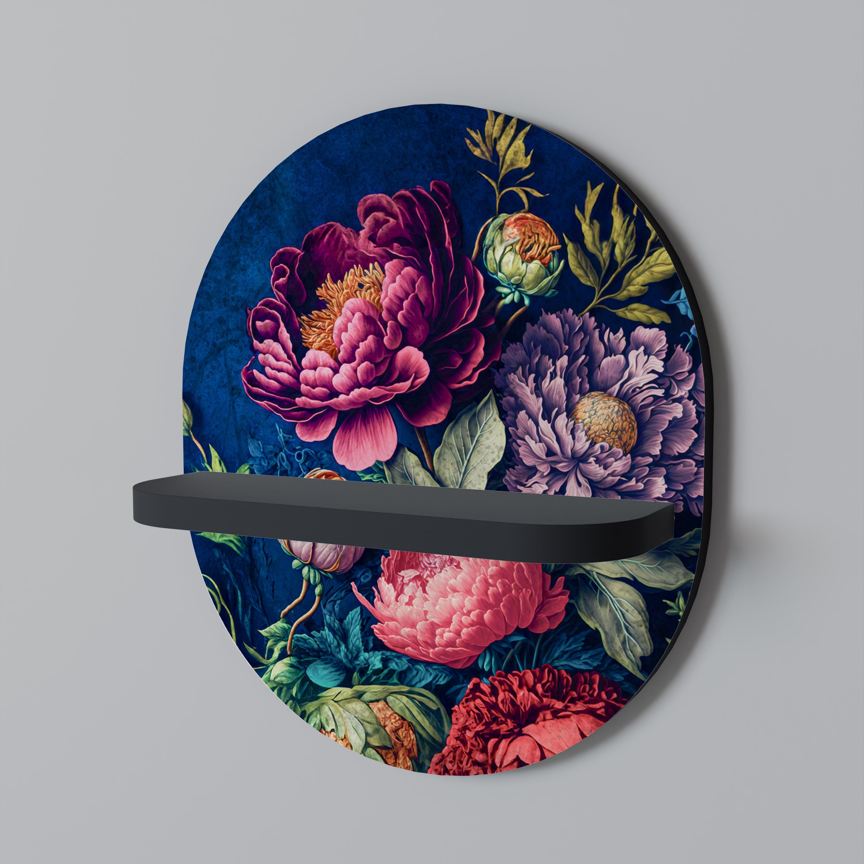 Οβάλ Ράφι Τέχνης BLOOMING ELEGANCE σε Μαύρο Φινίρισμα