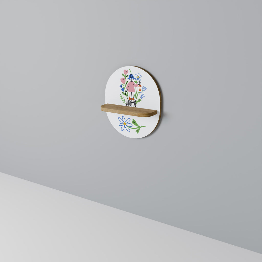 GARDEN GUARDIAN Oval Art Shelf In Oak Effect