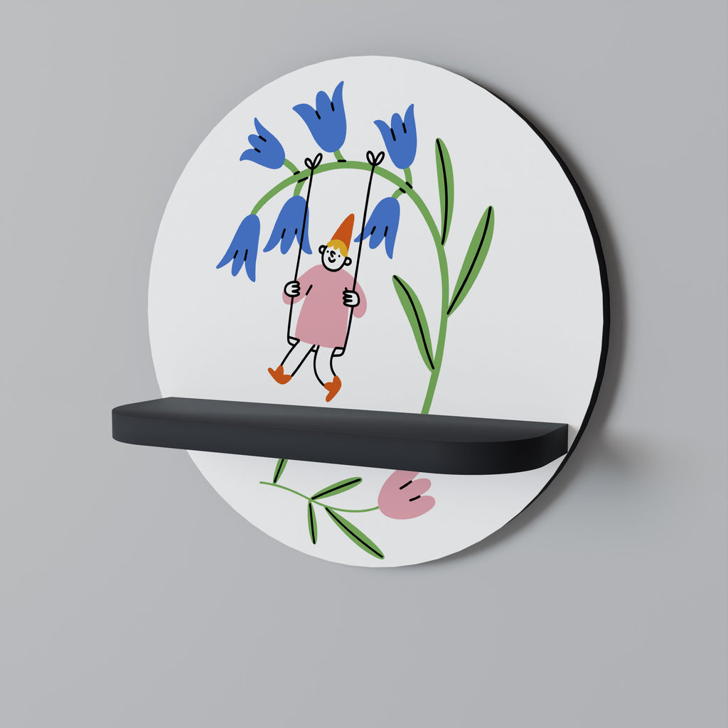 Στρογγυλό ράφι τέχνης GARDEN JOY σε μαύρο φινίρισμα
