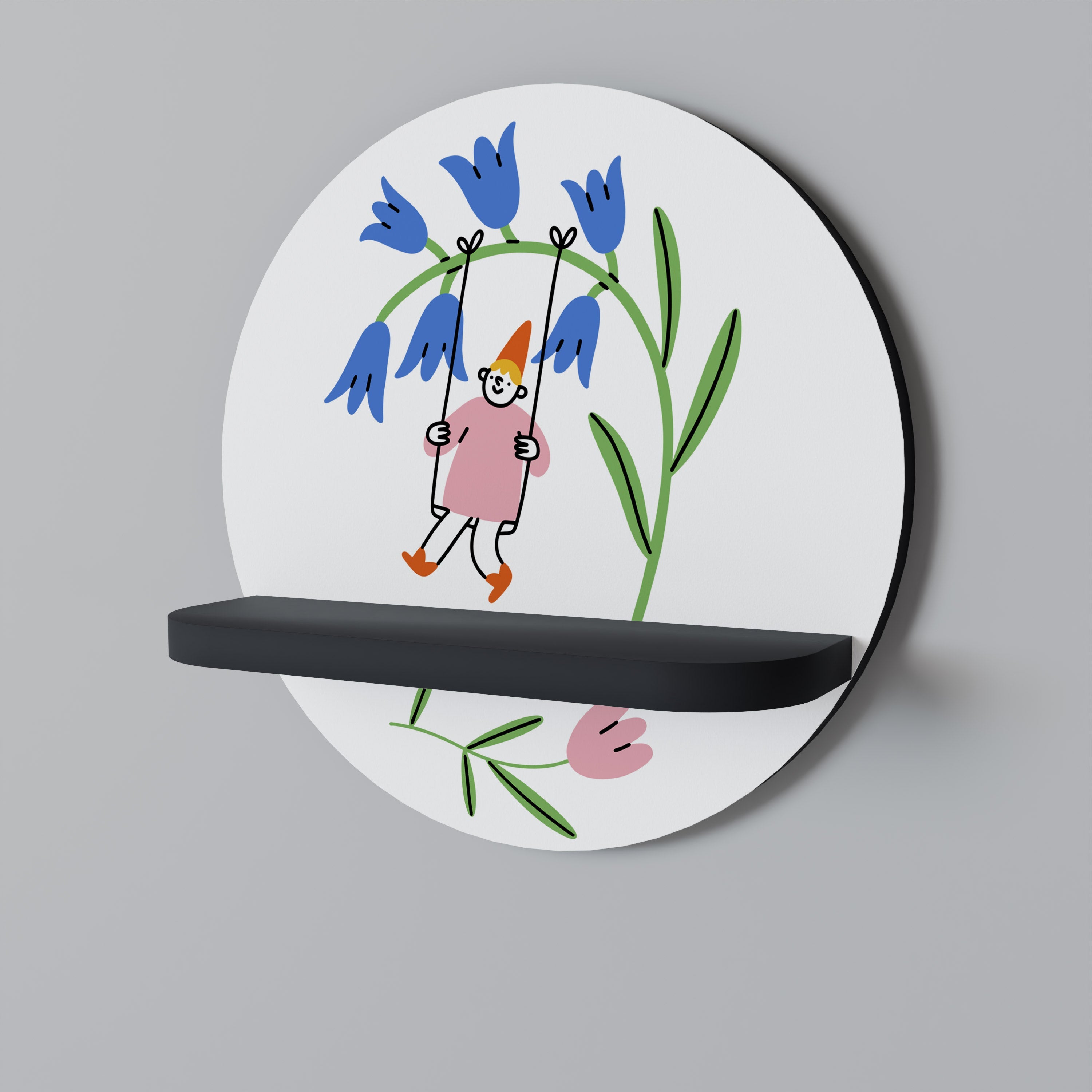 Στρογγυλό ράφι τέχνης GARDEN JOY σε μαύρο φινίρισμα