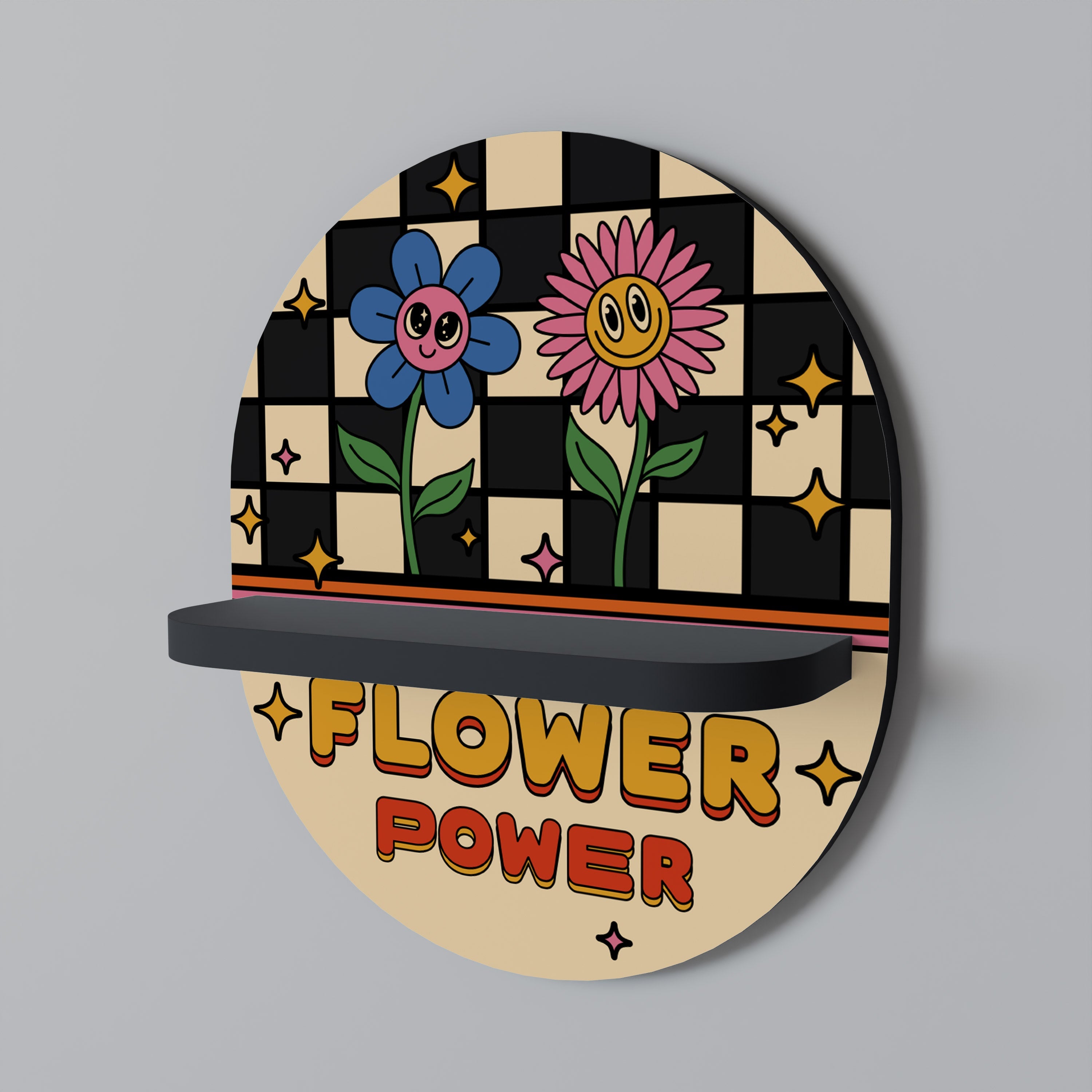 Οβάλ Ράφι FLOWER POWER σε Μαύρο Φινίρισμα