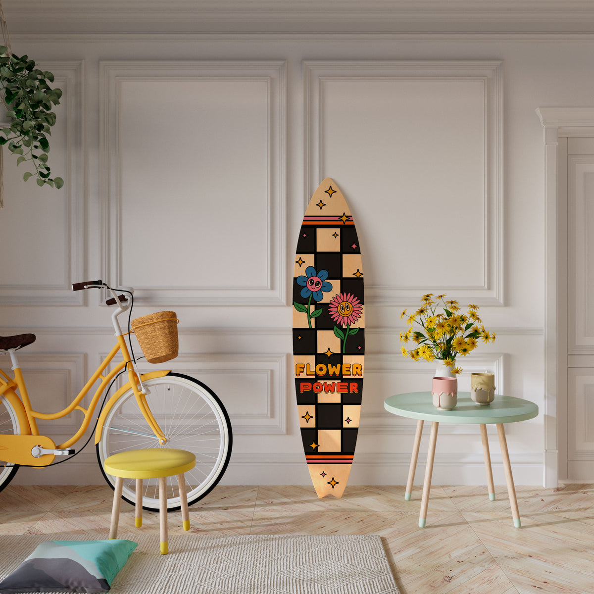 FLOWER POWER Διακοσμητική σανίδα Surf