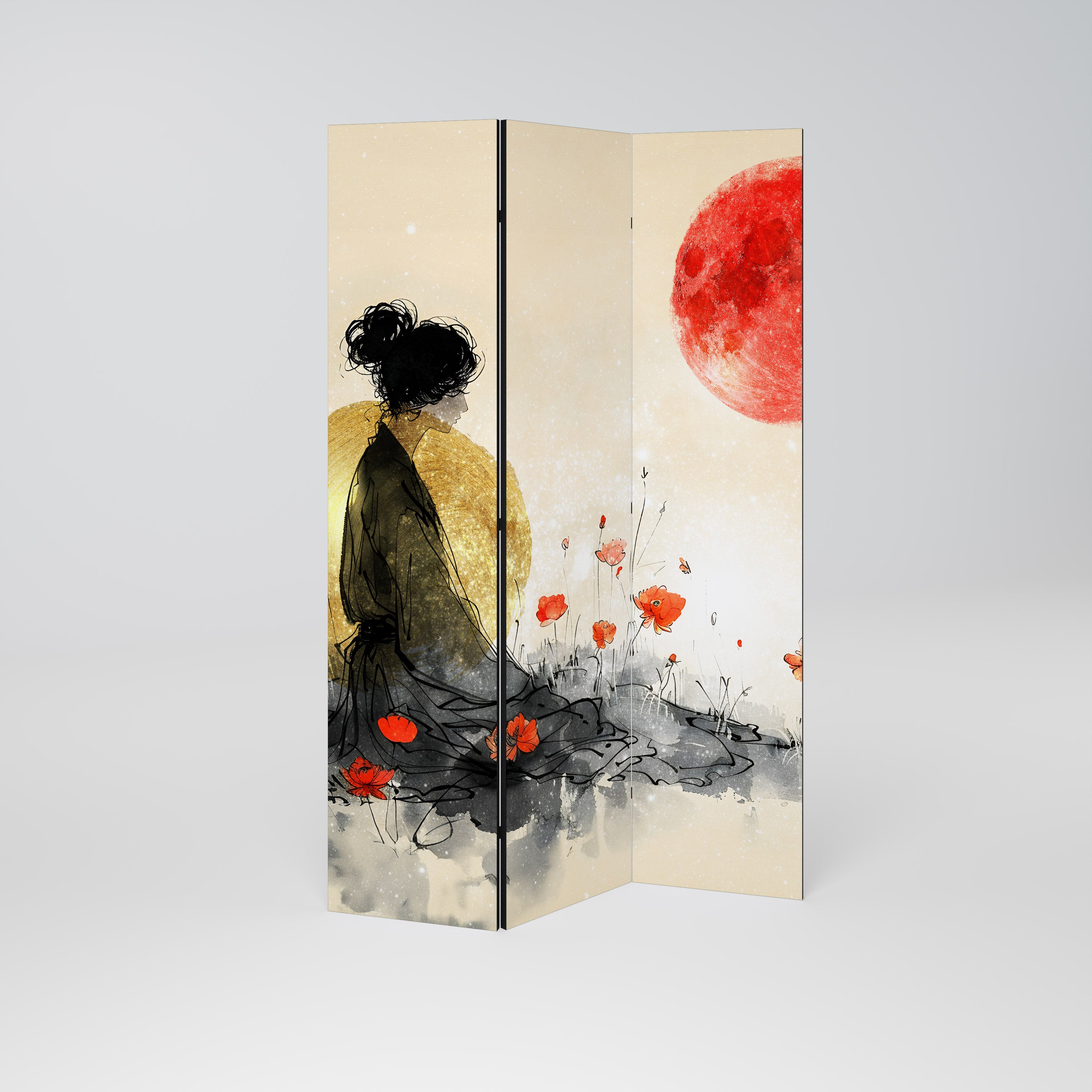 GOLDEN GLOW MEDITATION 3-Panel Room Divider