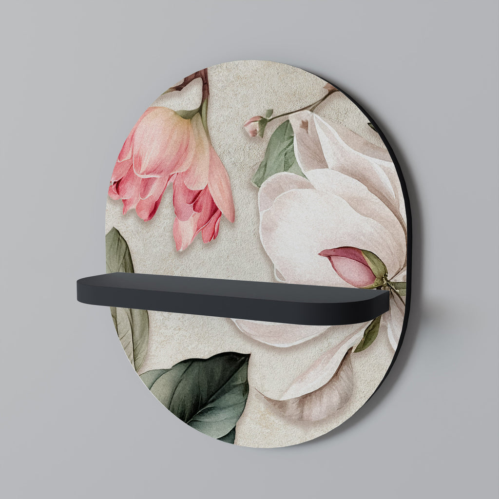 FLORAL GRACE Οβάλ Ράφι Τέχνης σε Μαύρο Φινίρισμα