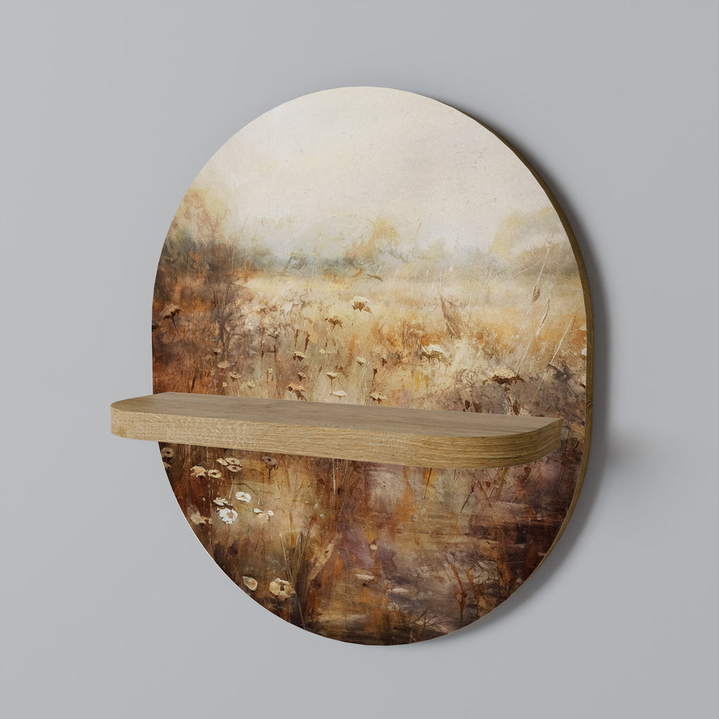 TRANQUIL FIELD Oval Art Shelf In Oak Effect