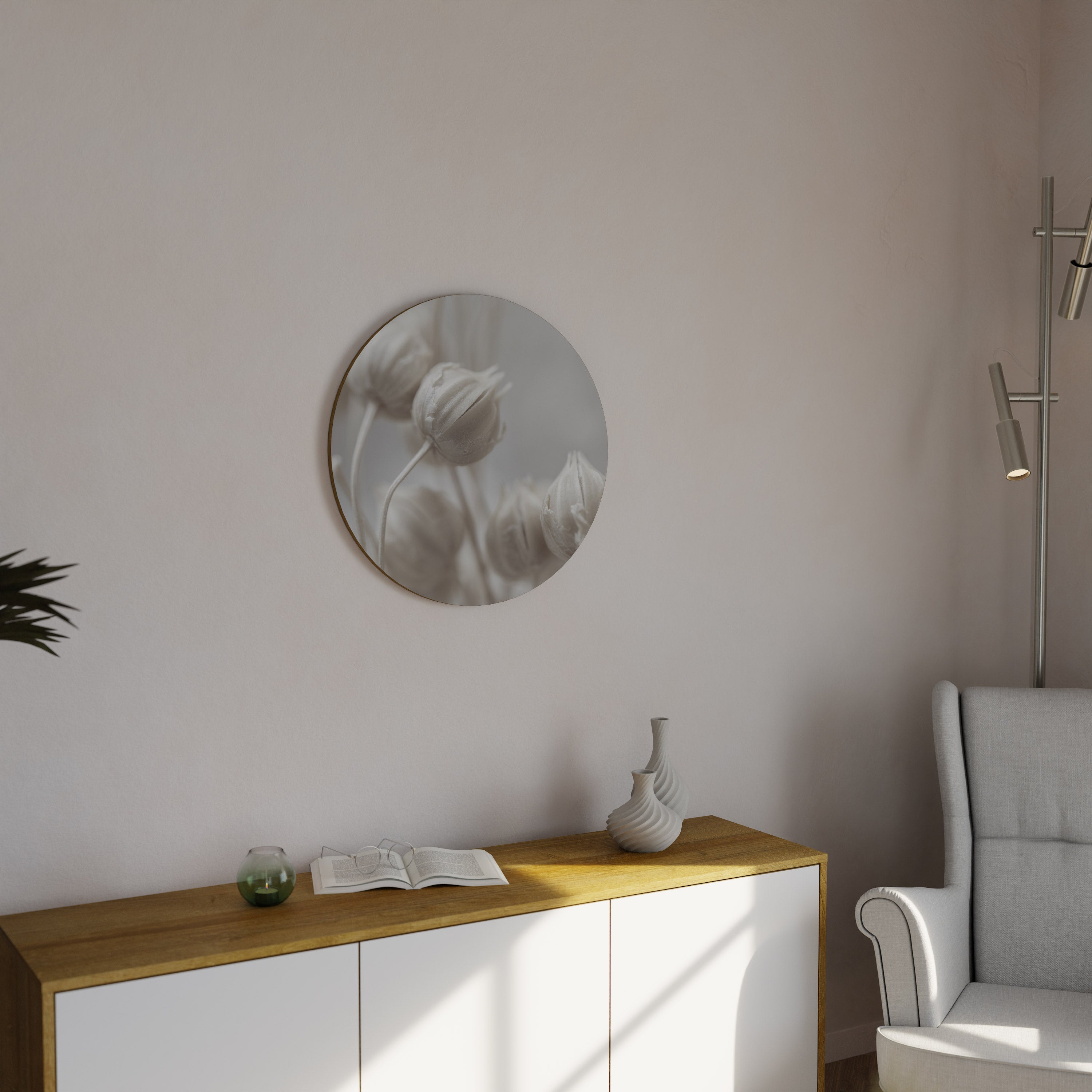 MYSTICAL BOTANICAL BLUSH Round Wall Art