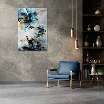 COBALT BLOSSOMS Vertical Canvas Print