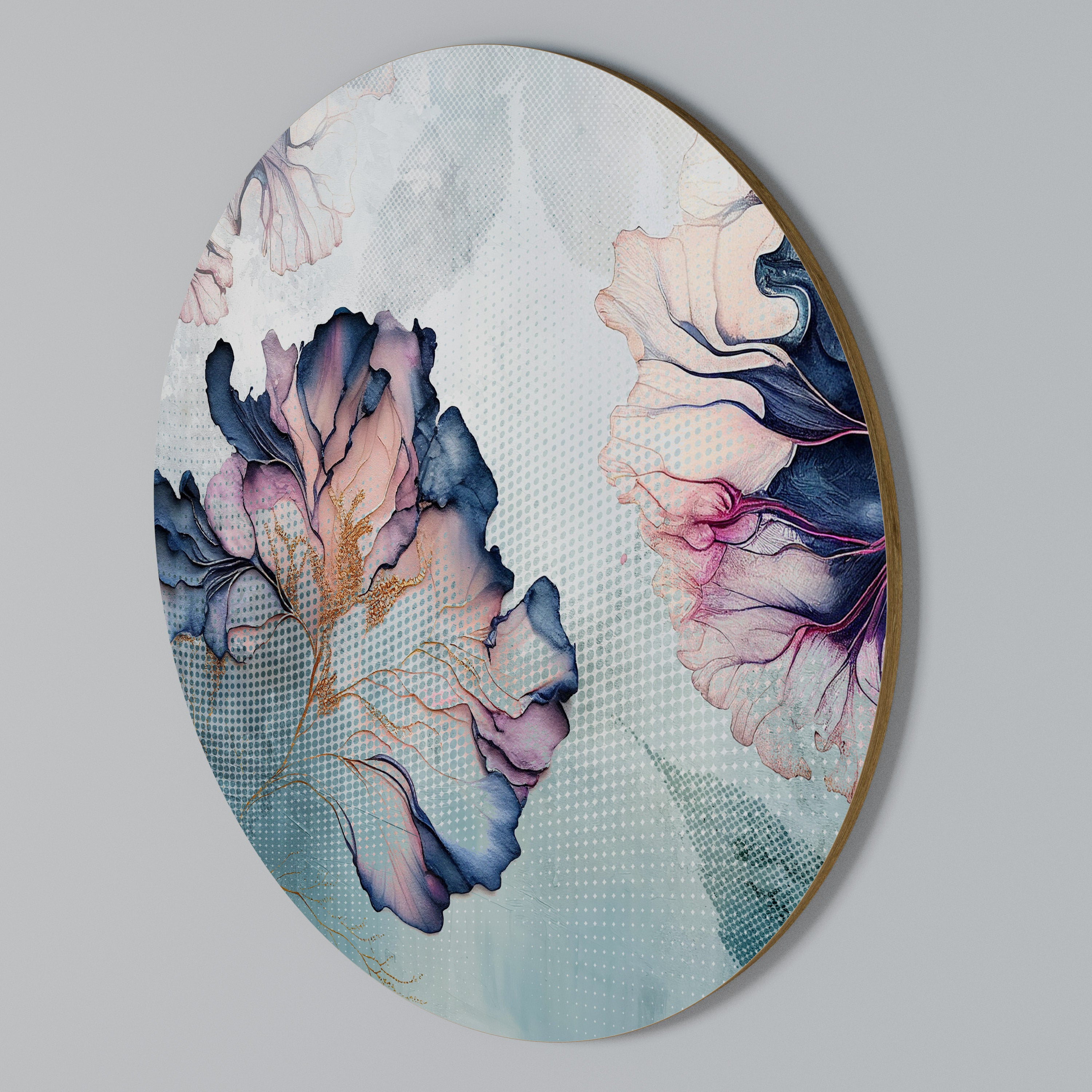 ICY BLOSSOMS Round Wall Art