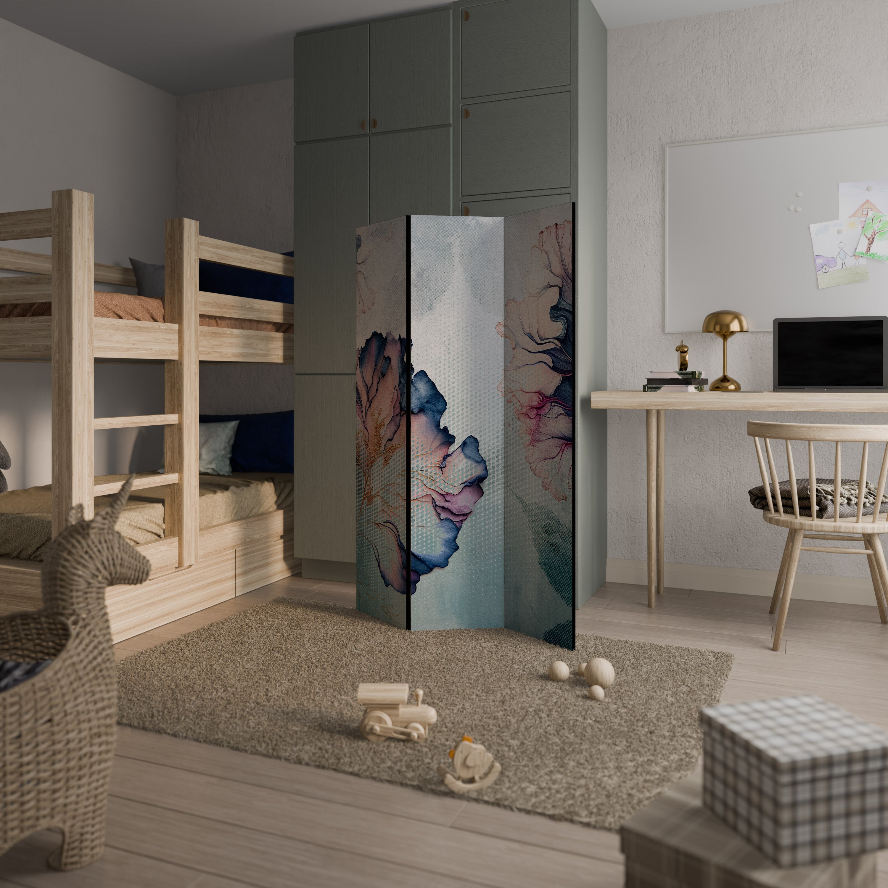 ICY BLOSSOMS 3-Panel Room Divider