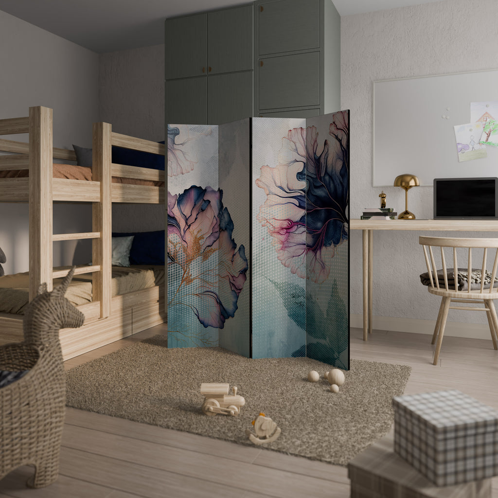 ICY BLOSSOMS 4-Panel Room Divider