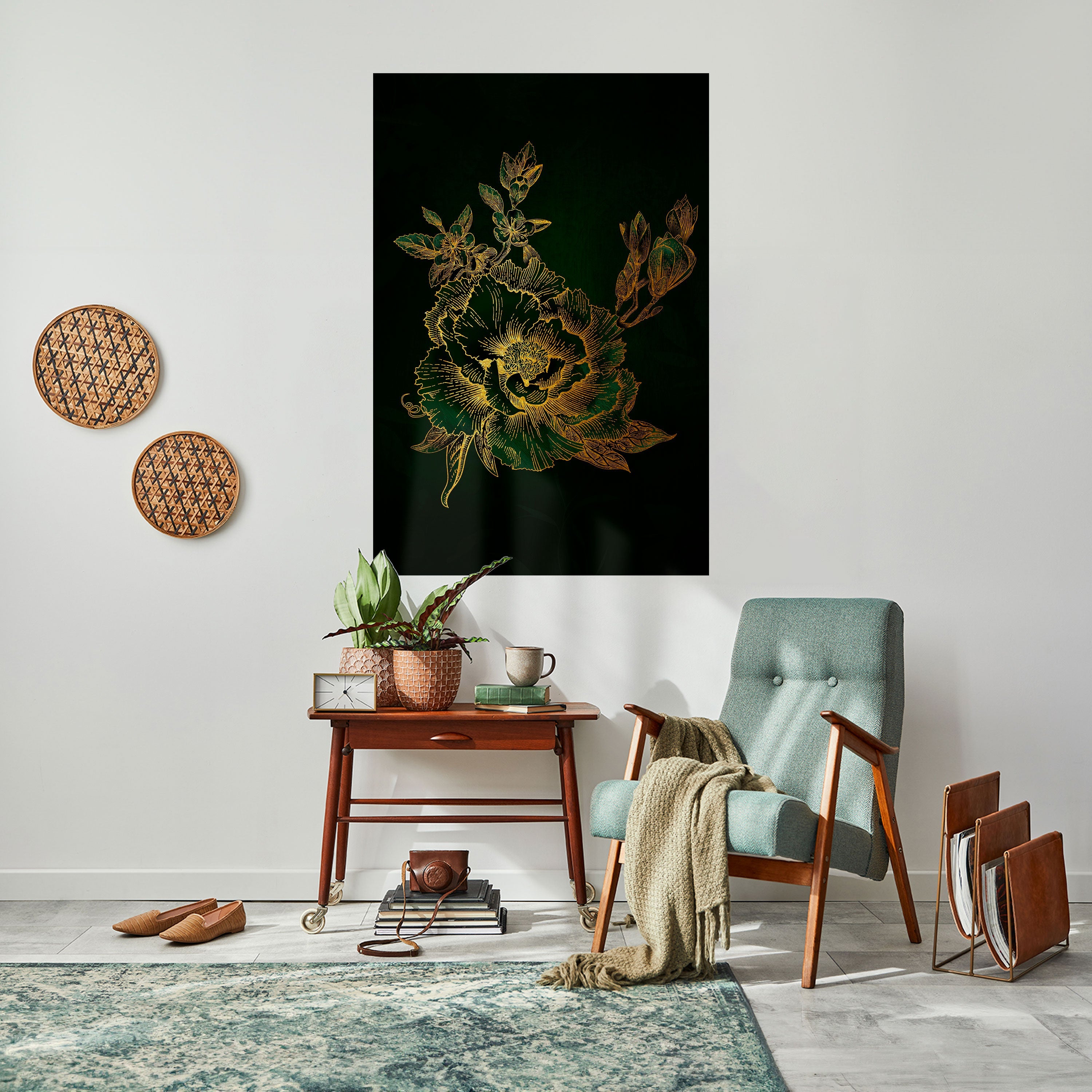 MIDNIGHT FLORAL GLIMMER Peel and Stick Vertical Poster