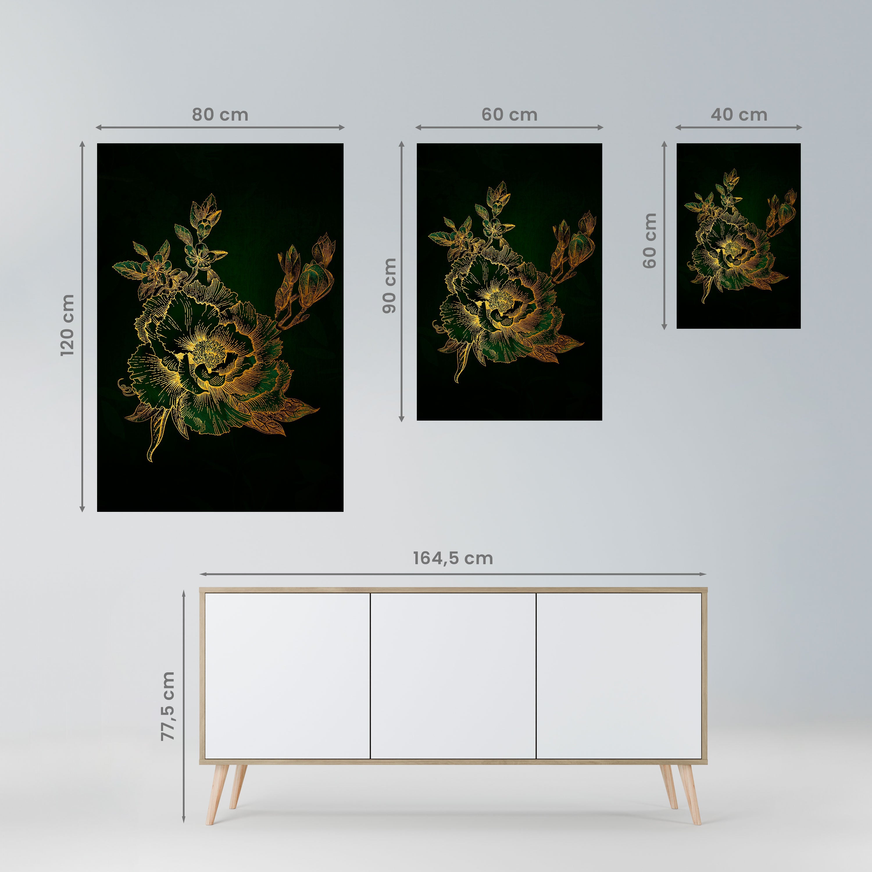 MIDNIGHT FLORAL GLIMMER Peel and Stick Vertical Poster