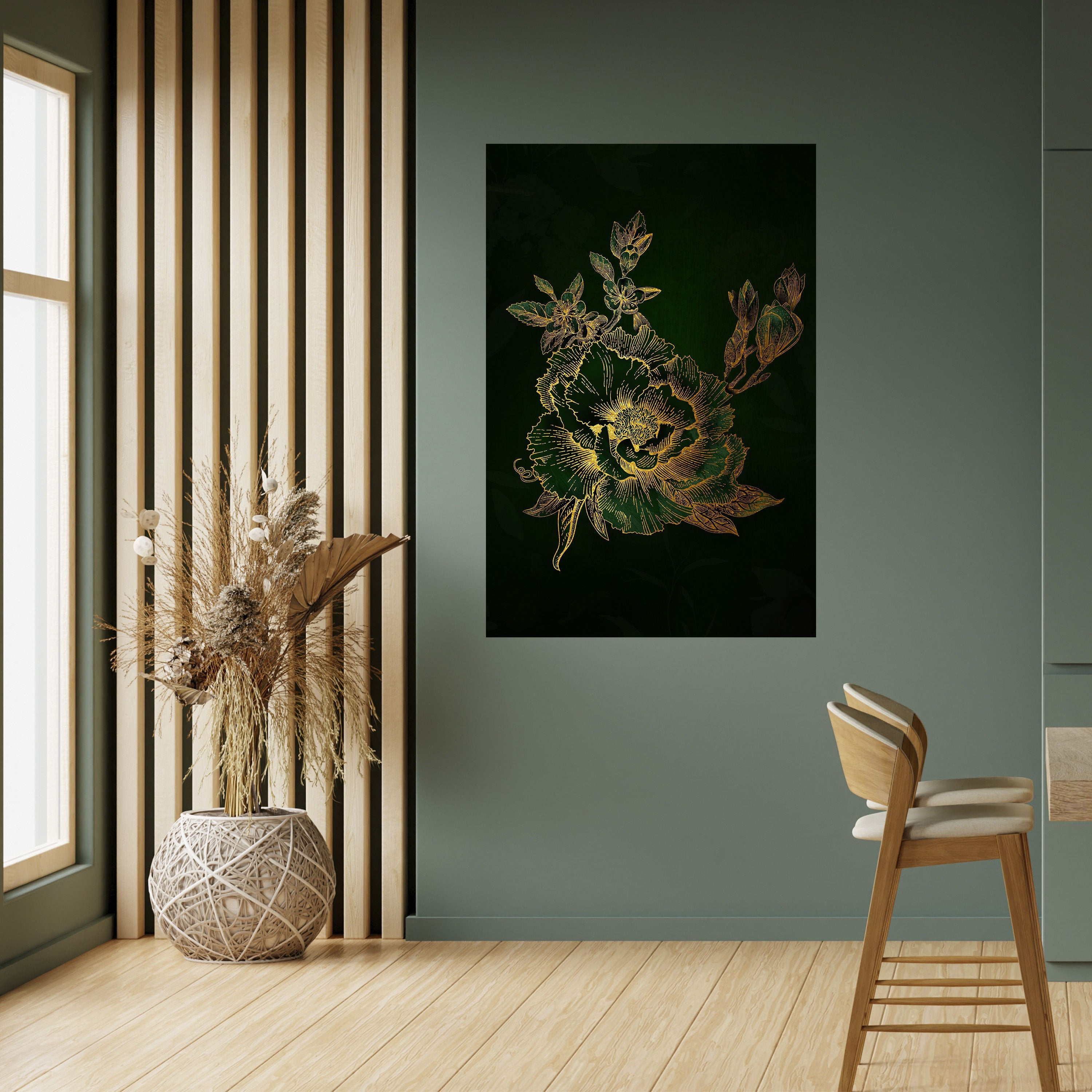 MIDNIGHT FLORAL GLIMMER Peel and Stick Vertical Poster