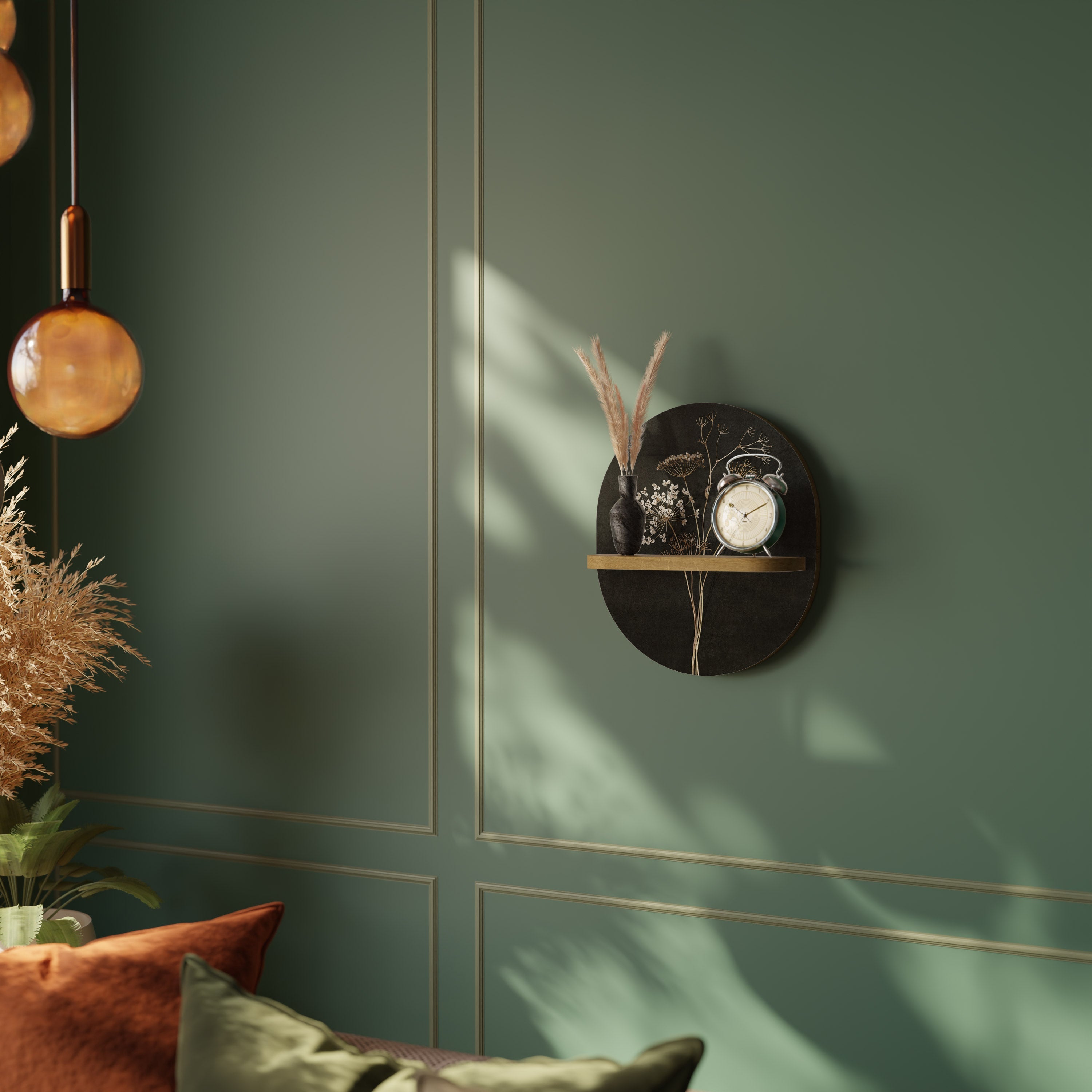 MEADOW MEMORIES Oval Art Shelf In Oak Effect
