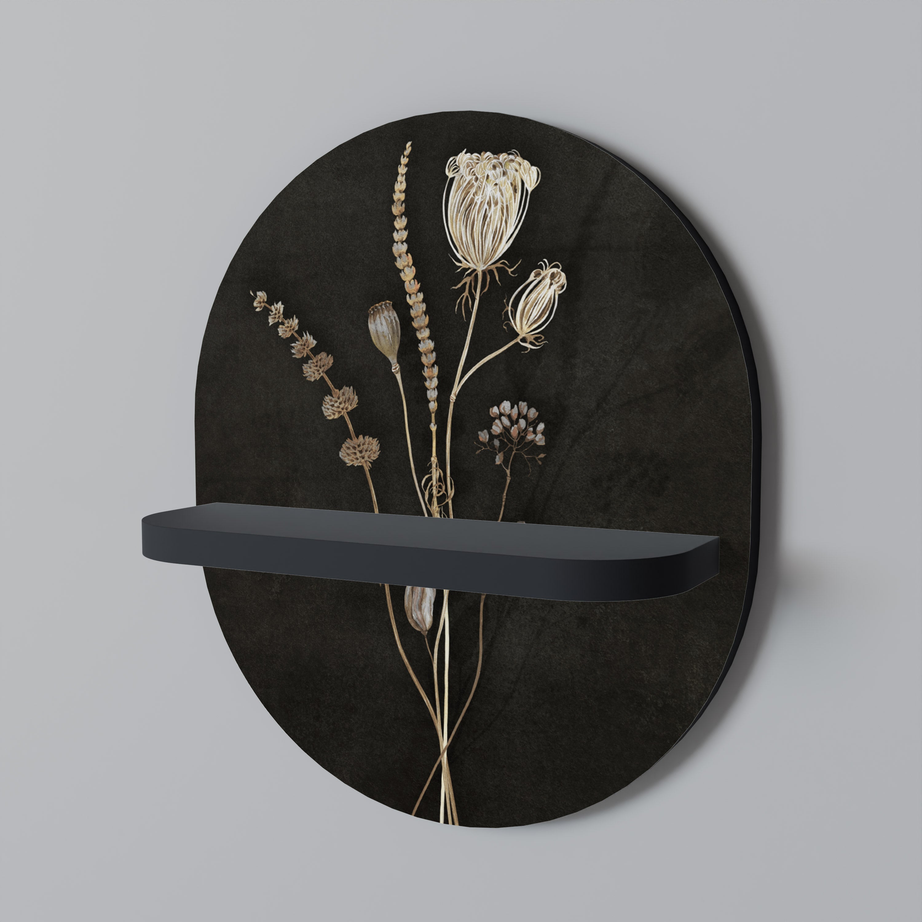 MEADOW ART. Οβάλ ράφι τέχνης σε μαύρο φινίρισμα