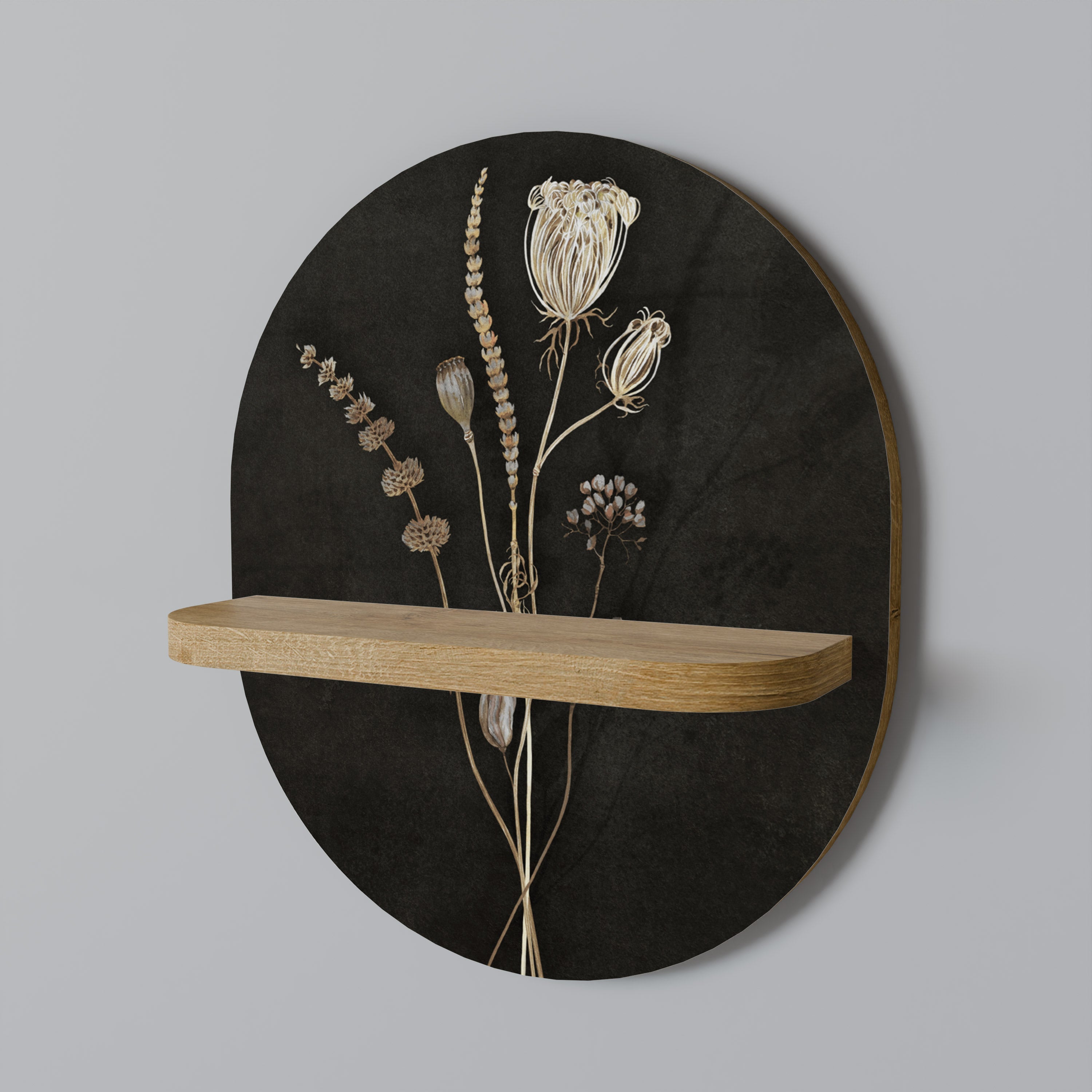MEADOW ART. Oval Art Shelf In Oak Effect