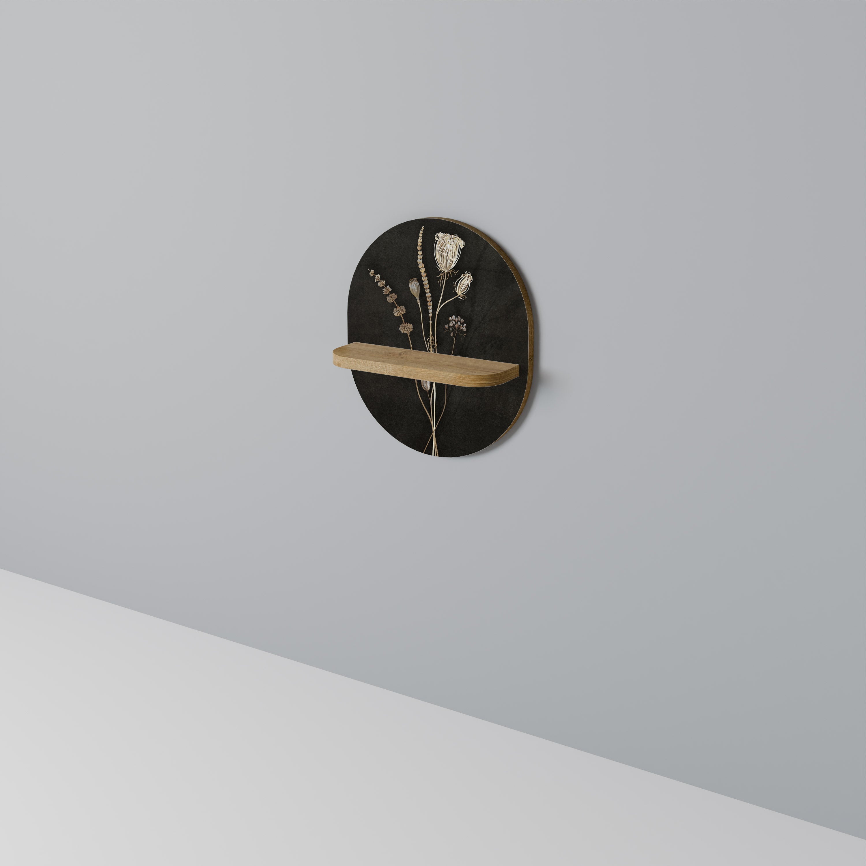MEADOW ART. Oval Art Shelf In Oak Effect
