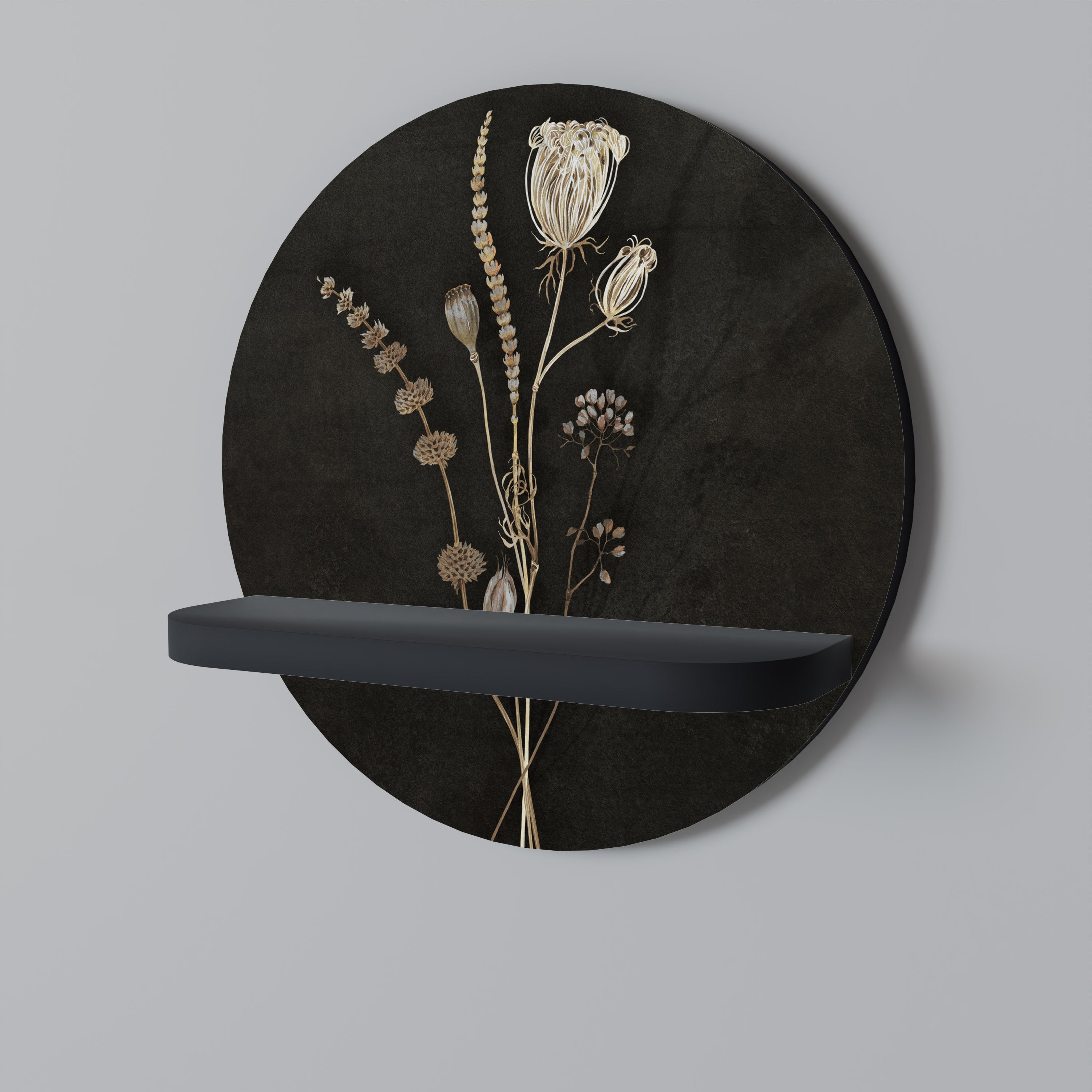 MEADOW ART. Στρογγυλό ράφι τέχνης σε μαύρο φινίρισμα