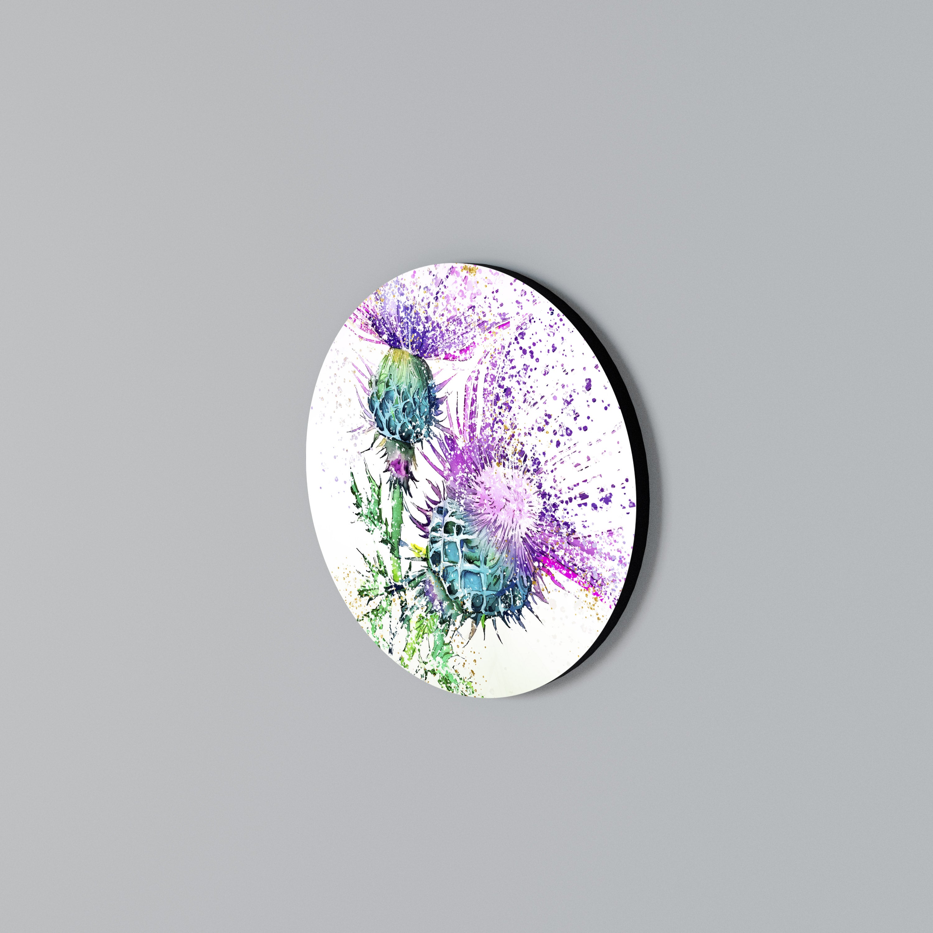 COLORFUL THISTLE DANCE Round Wall Art