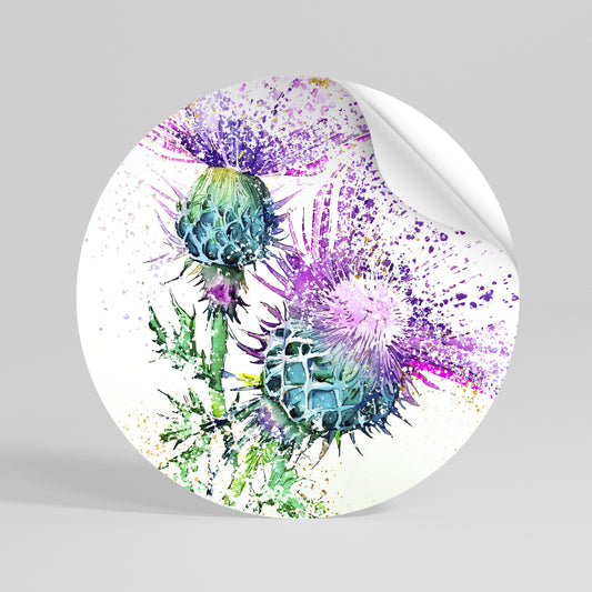 COLORFUL THISTLE DANCE Αυτοκόλλητη Αφίσα στρογγυλή
