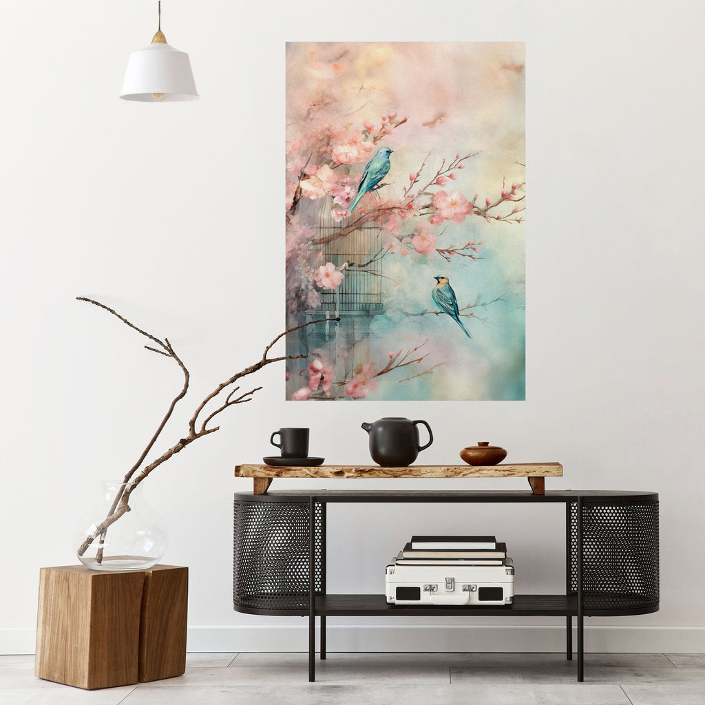Αφίσα CHERRY BIRDSONG με θέμα το πουλί και την κόλλα