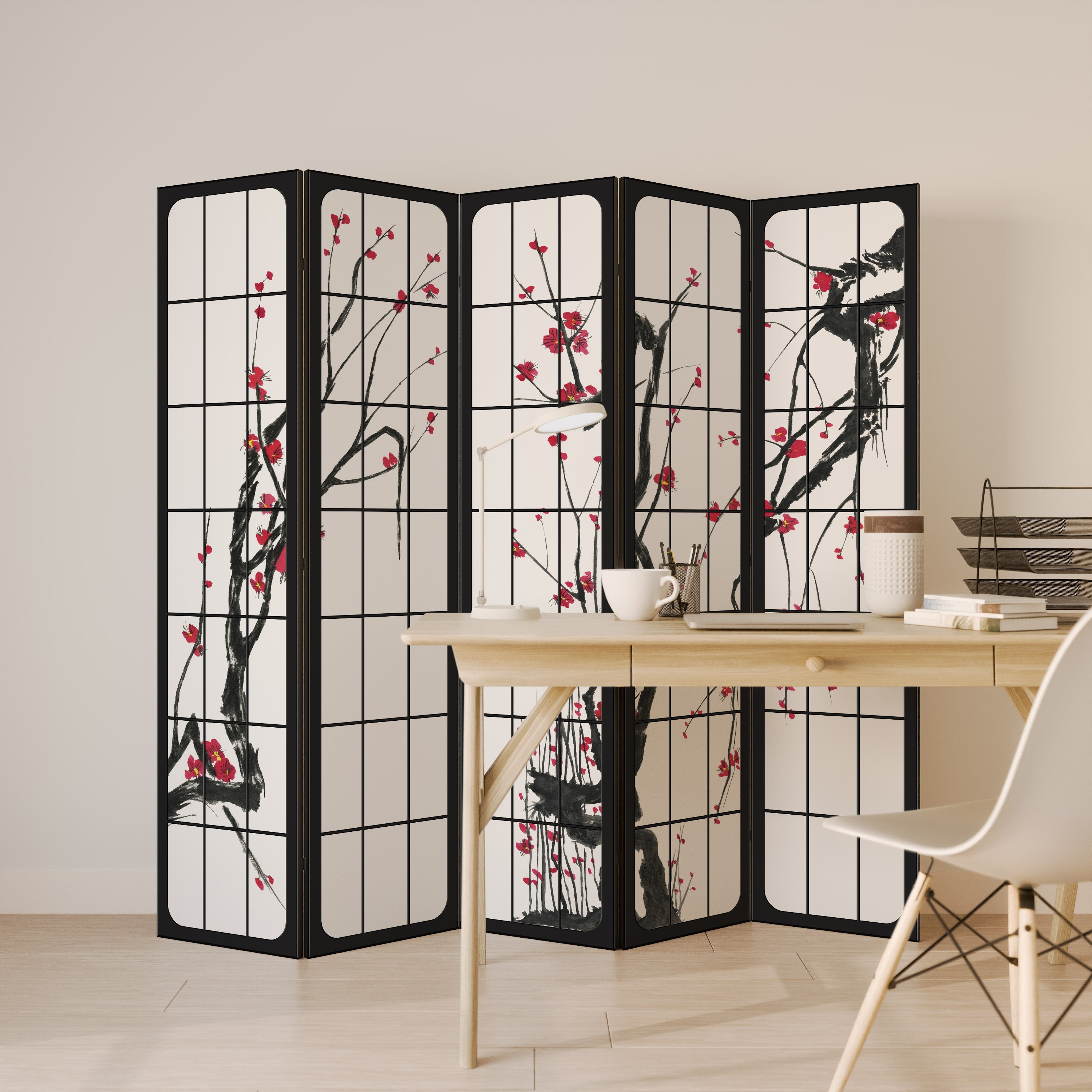 Διακοσμητικό διαχωριστικό δωματίου JAPANESE BLOSSOMS 5 πάνελ