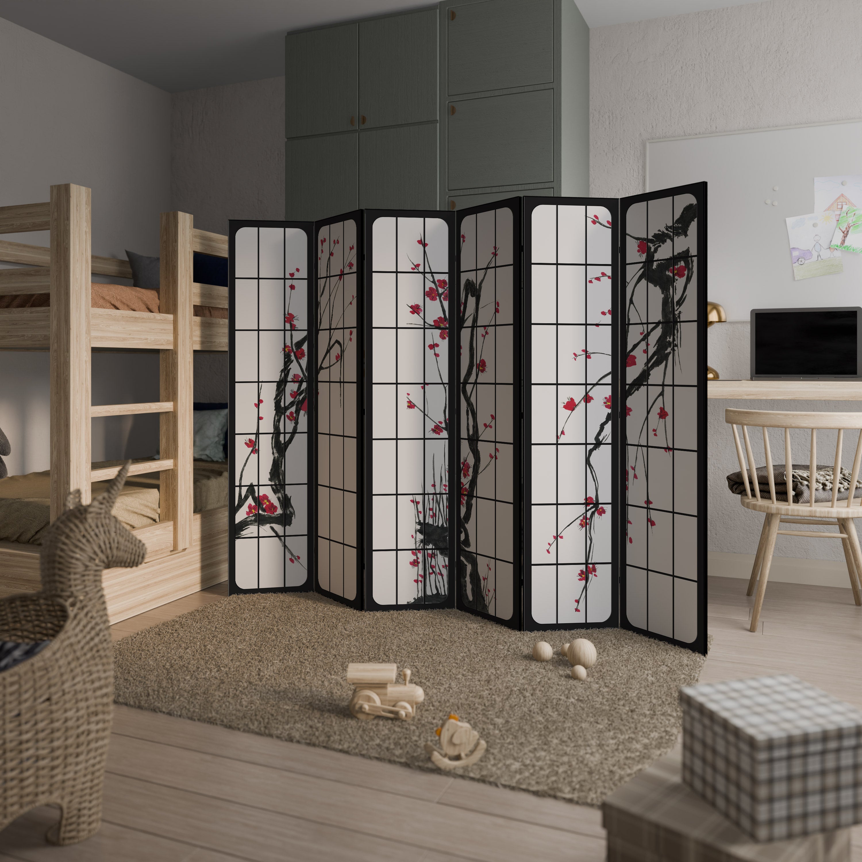 JAPANESE BLOSSOMS 6-Panel Room Divider
