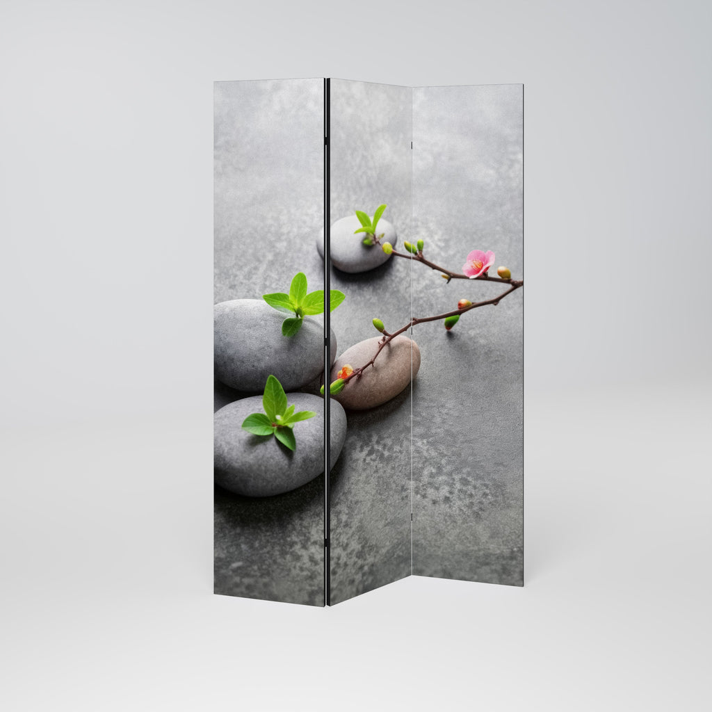 Διακοσμητικό διαχωριστικό δωματίου STONES AND BLOSSOMS 3 πάνελ