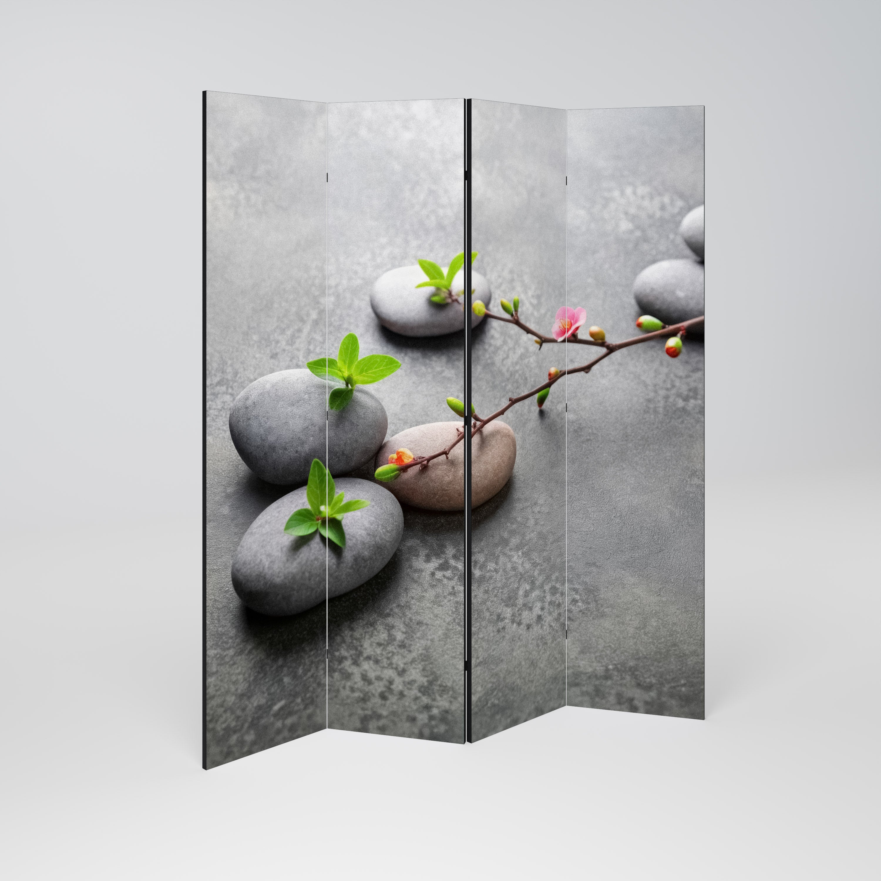 STONES AND BLOSSOMS Παραβάν με 4 πάνελ