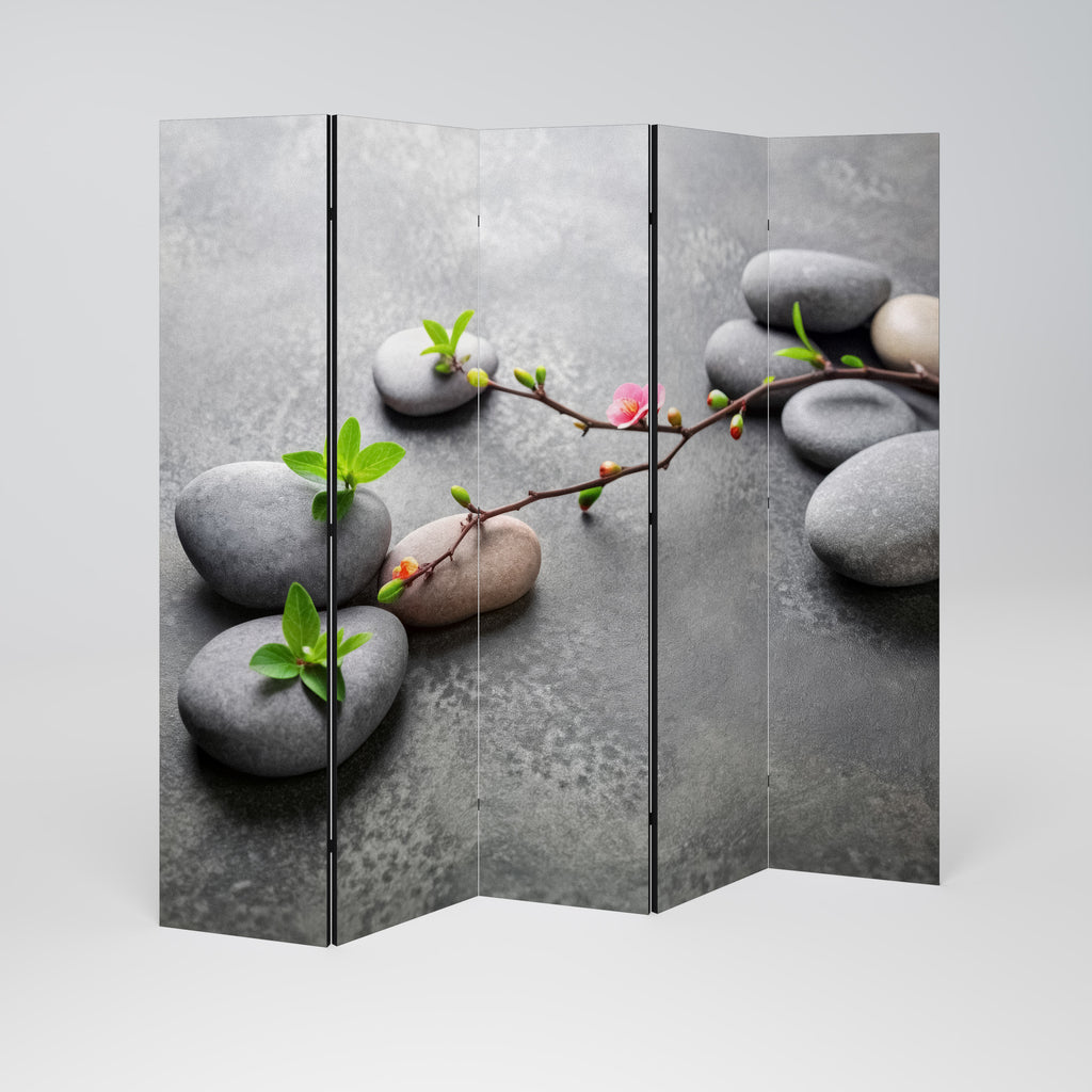 STONES AND BLOSSOMS 5-Panel Room Divider