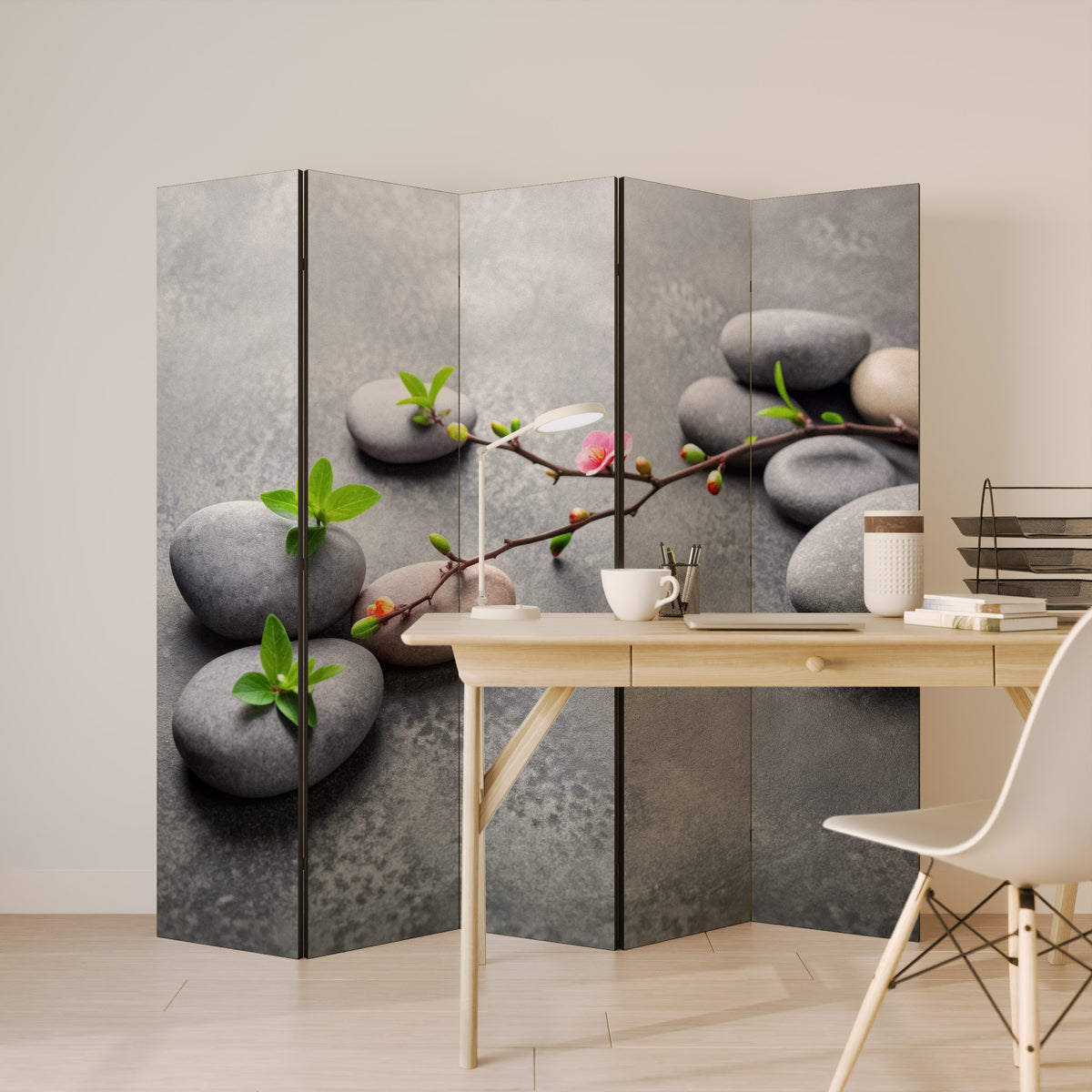 STONES AND BLOSSOMS Παραβάν με 5 πάνελ
