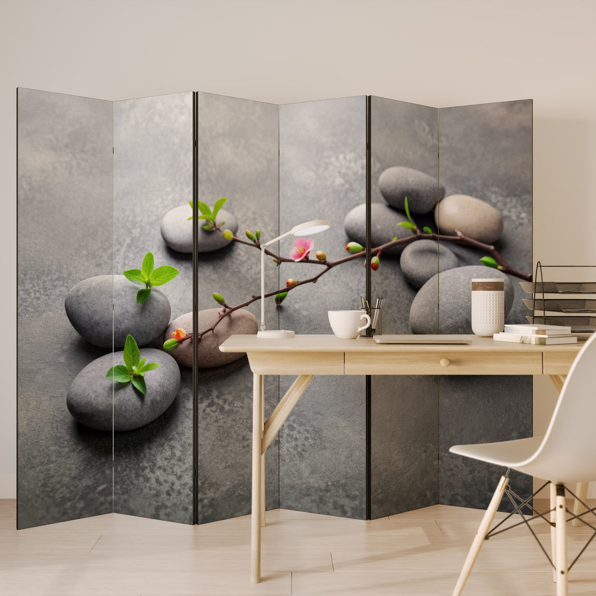 STONES AND BLOSSOMS Παραβάν με 6 πάνελ