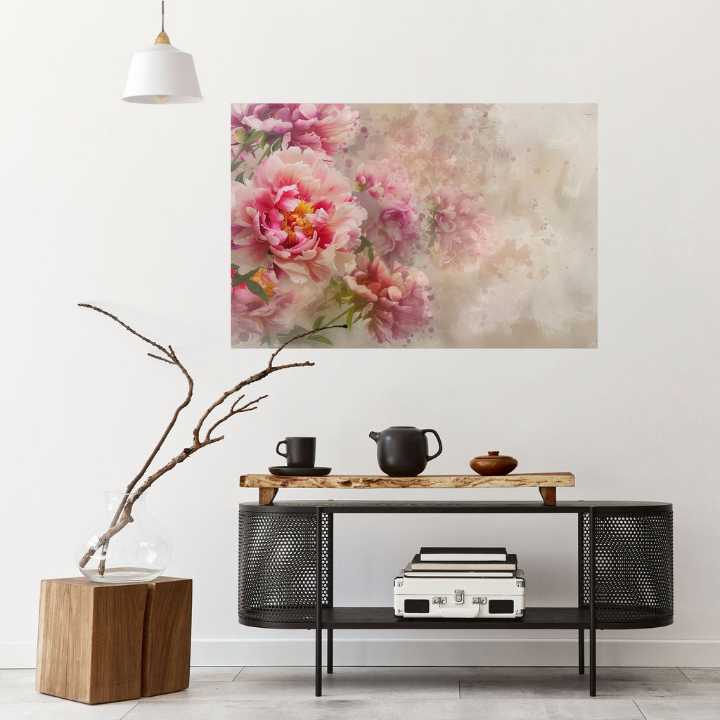 Οριζόντια αφίσα Peony Whisper με σχέδιο "ξεφλουδίστε και κολλήστε"
