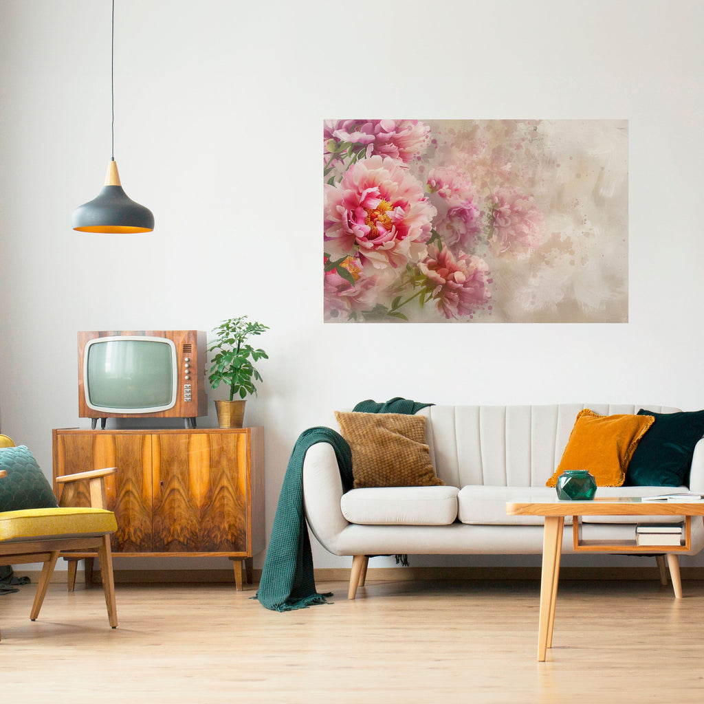 Οριζόντια αφίσα Peony Whisper με σχέδιο "ξεφλουδίστε και κολλήστε"