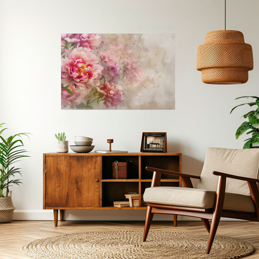 Οριζόντια αφίσα Peony Whisper με σχέδιο "ξεφλουδίστε και κολλήστε"