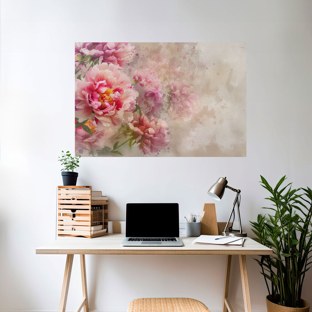 Οριζόντια αφίσα Peony Whisper με σχέδιο "ξεφλουδίστε και κολλήστε"