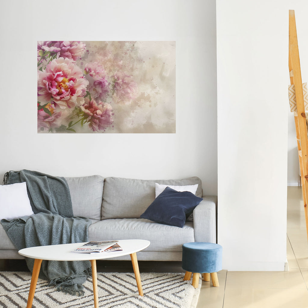 Οριζόντια αφίσα Peony Whisper με σχέδιο "ξεφλουδίστε και κολλήστε"