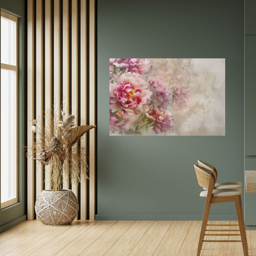 Οριζόντια αφίσα Peony Whisper με σχέδιο "ξεφλουδίστε και κολλήστε"