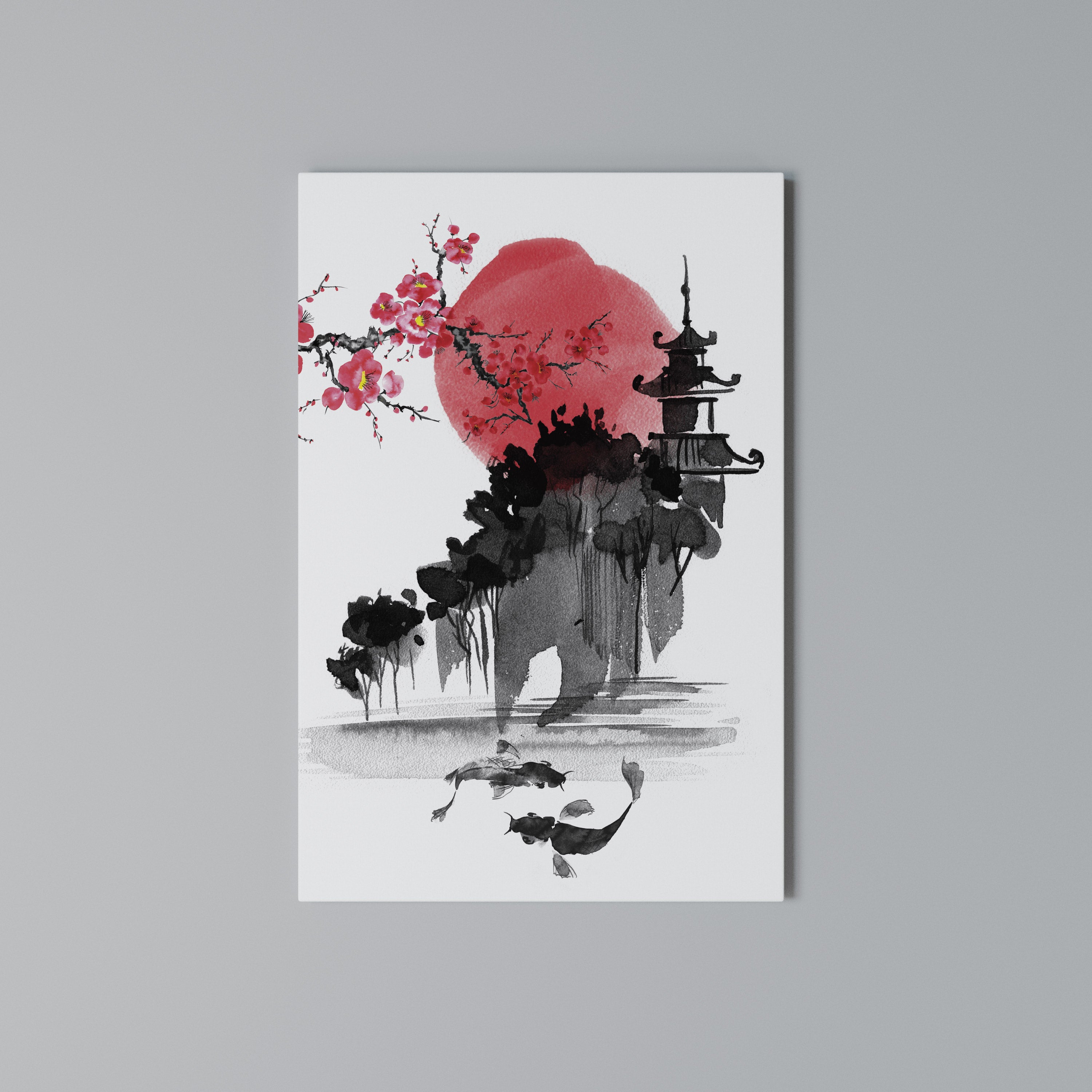 CHERRY SHADOWS Κατακόρυφος Πίνακας σε Καμβά
