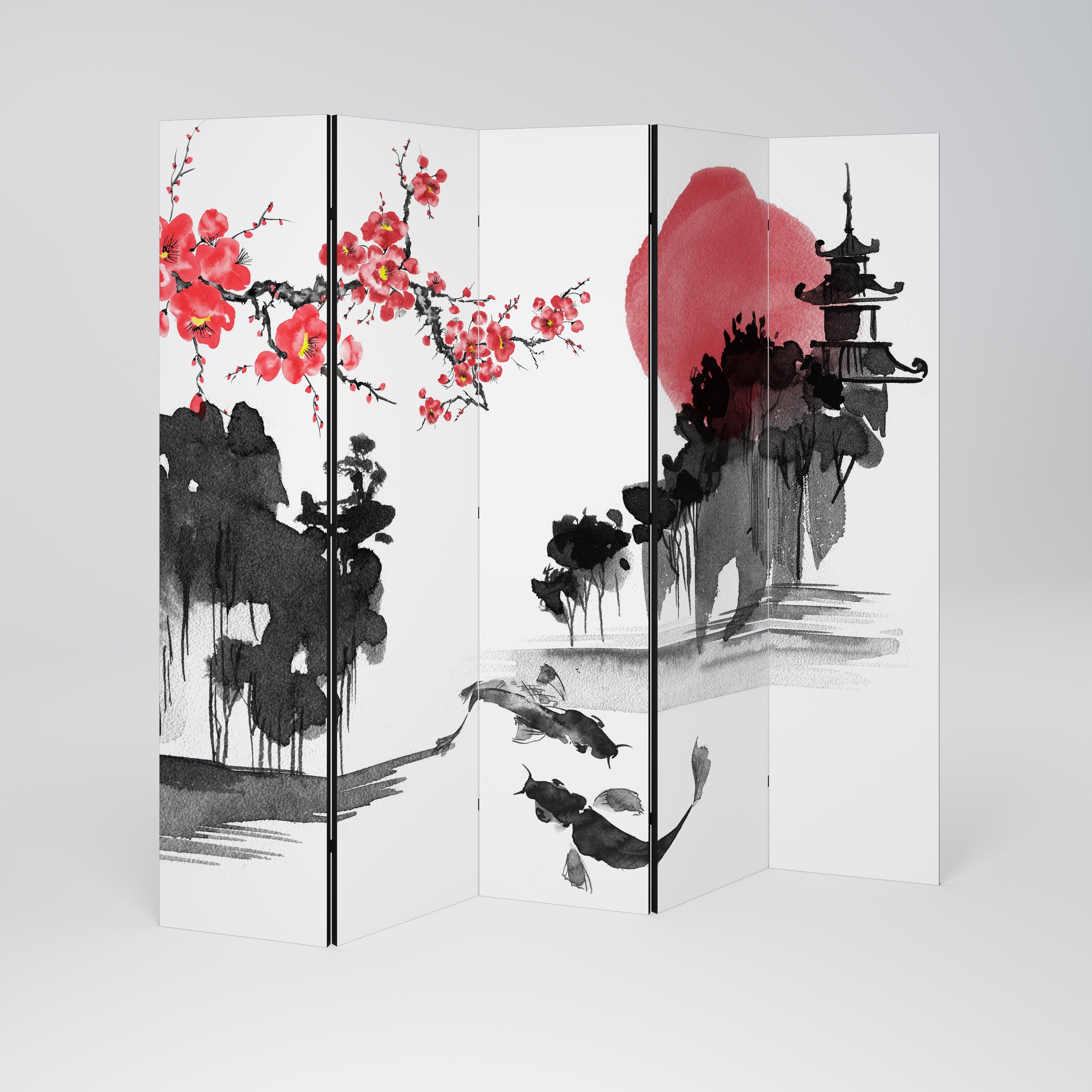 CHERRY SHADOWS Διακοσμητικό διαχωριστικό δωματίου 5 πάνελ