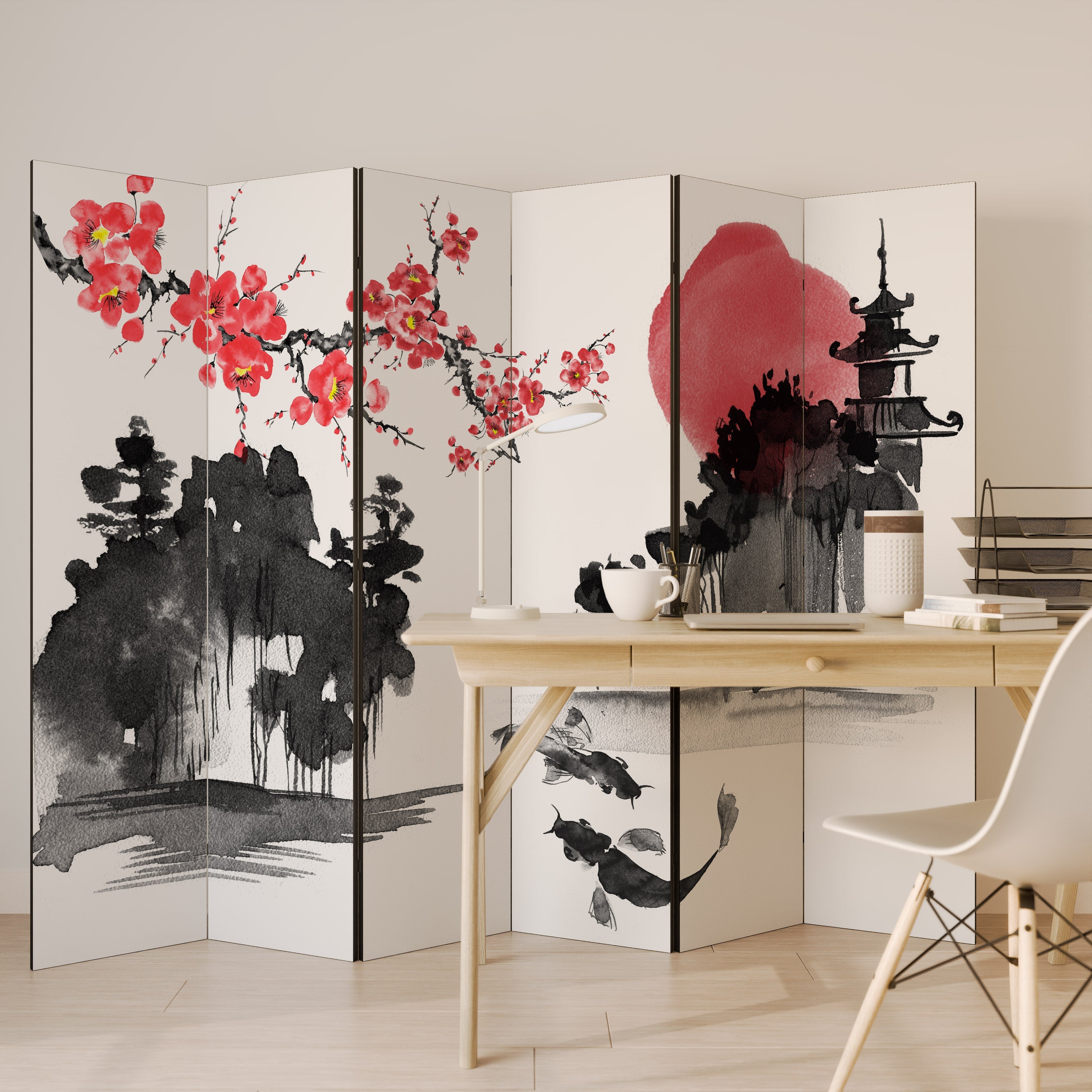 CHERRY SHADOWS Διακοσμητικό διαχωριστικό δωματίου 6 πάνελ