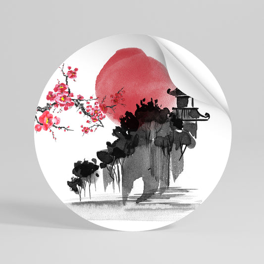 CHERRY SHADOWS Αυτοκόλλητη Αφίσα στρογγυλή