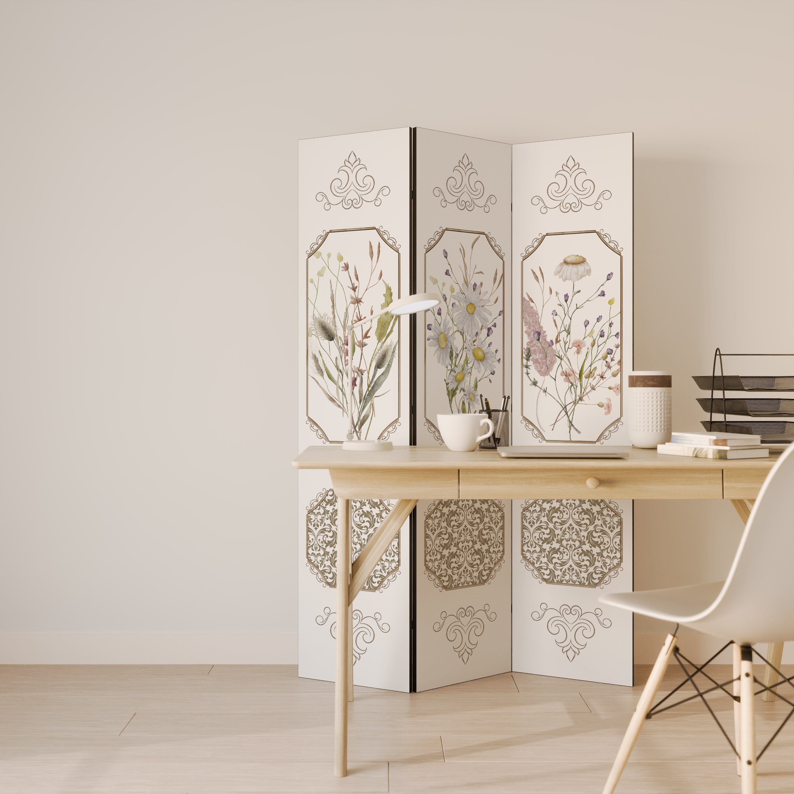 ELEGANT BOTANICAL TAPESTRY Παραβάν με 3 πάνελ