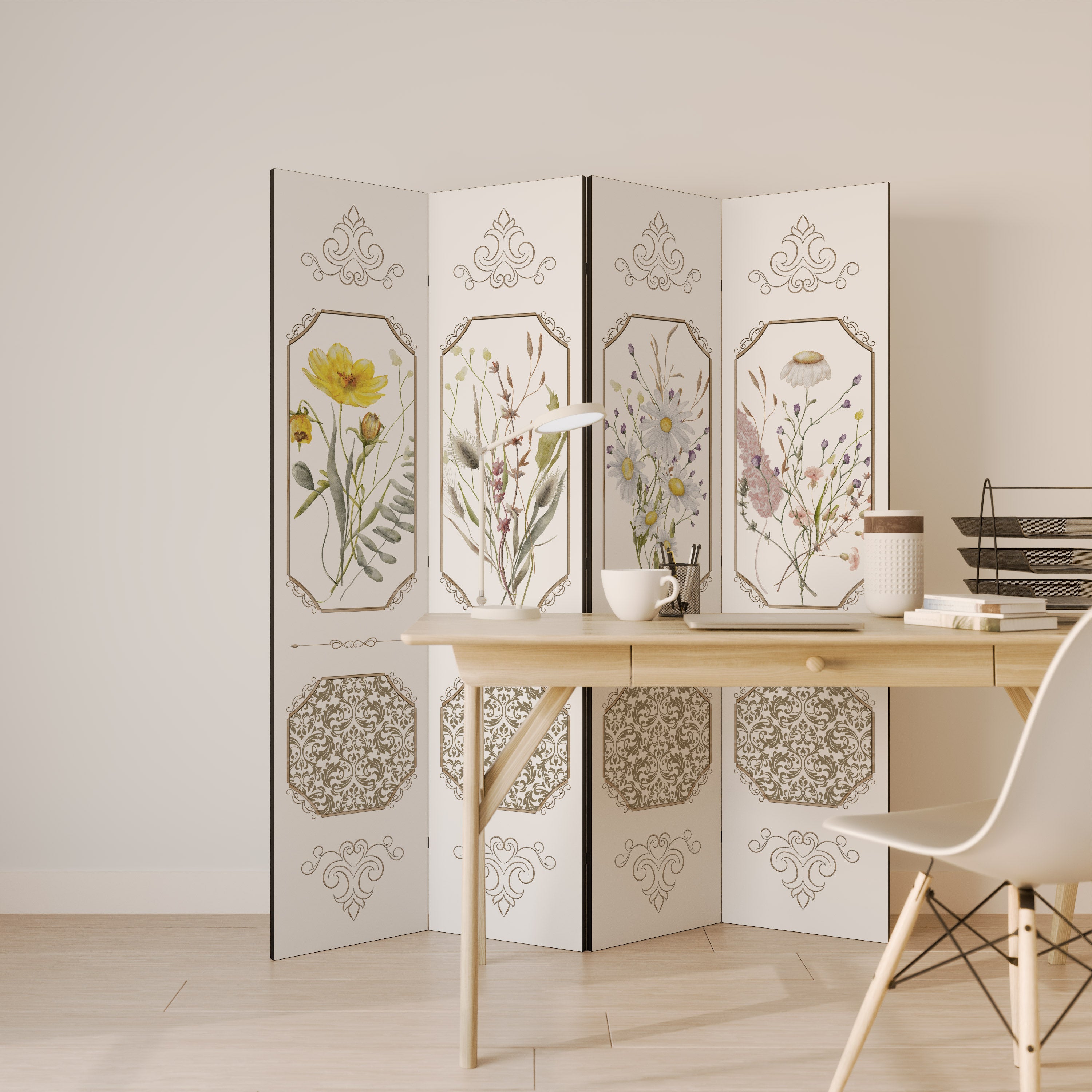 ELEGANT BOTANICAL TAPESTRY Παραβάν με 4 πάνελ