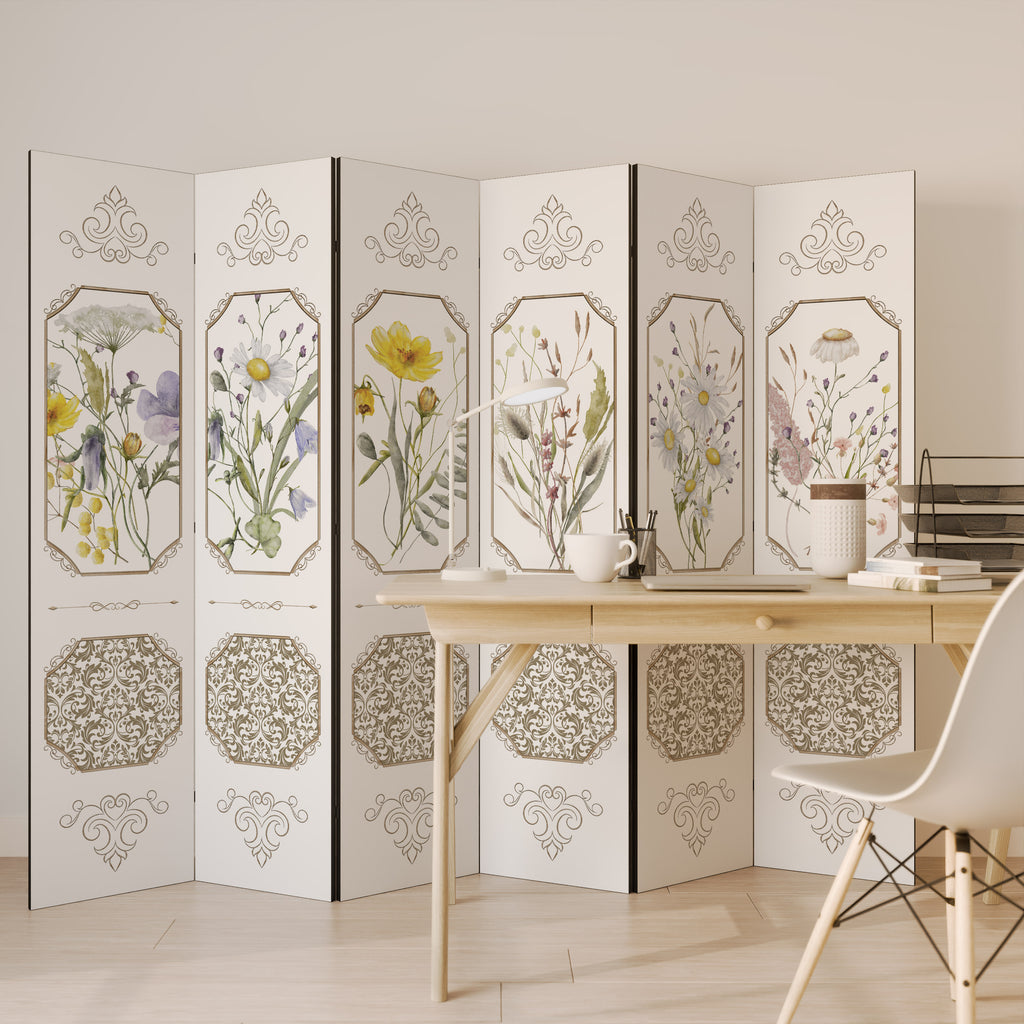ELEGANT BOTANICAL TAPESTRY 6-Panel Room Divider