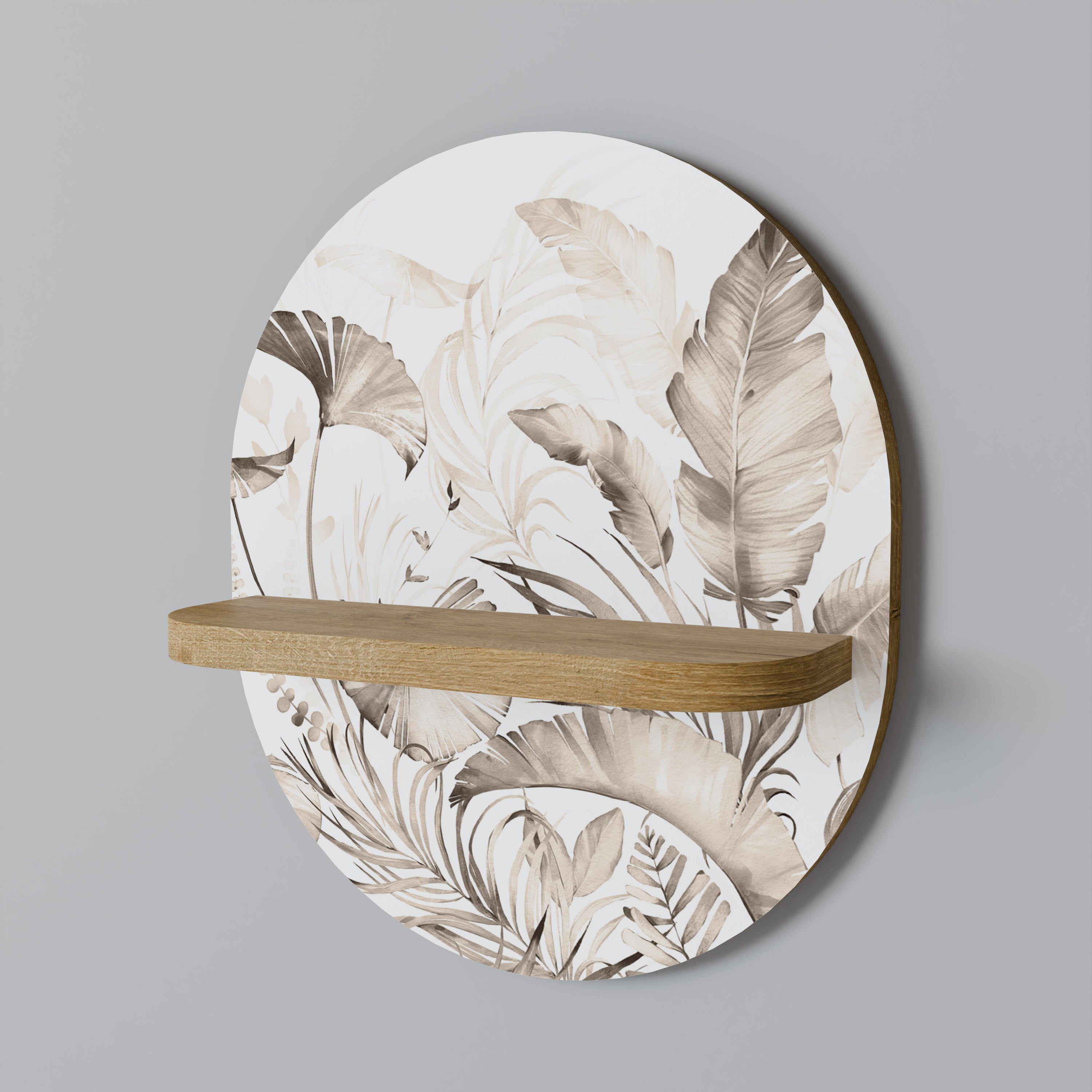GRACEFUL DAYS Oval Art Shelf In Oak Effect
