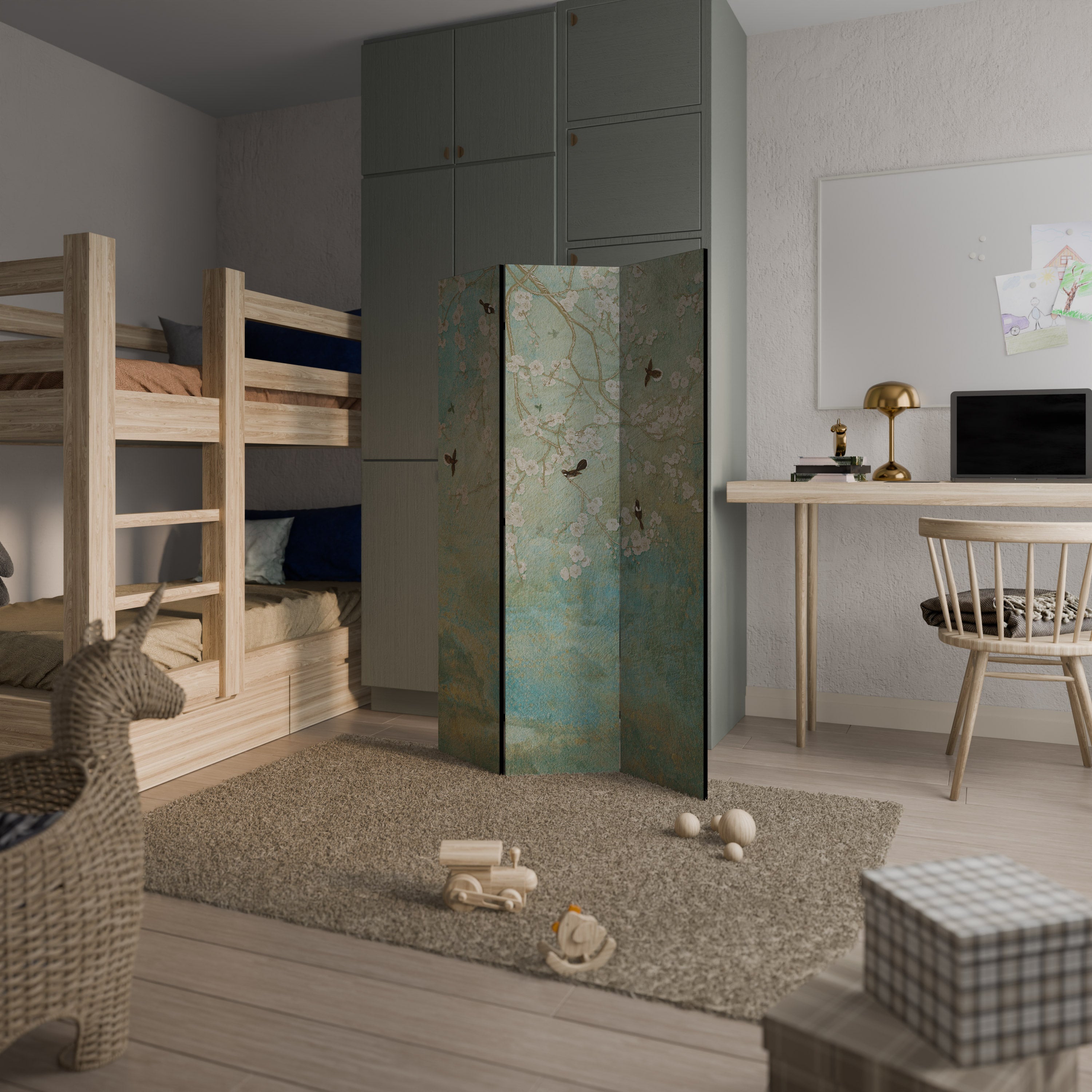 BLOOMING CHARM 3-Panel Room Divider